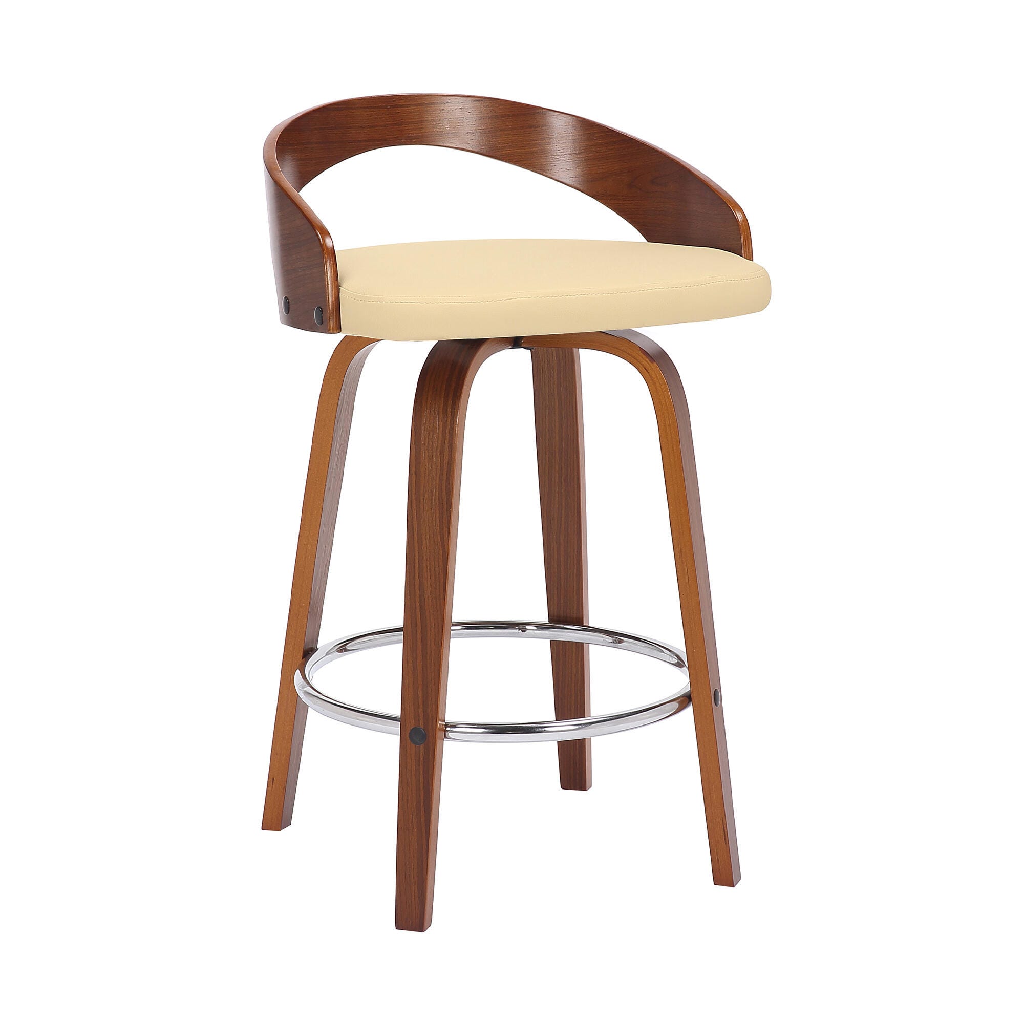 Armen Living Sonia Counter Height Bar Stool (Set of 2), Cream/Brown, large