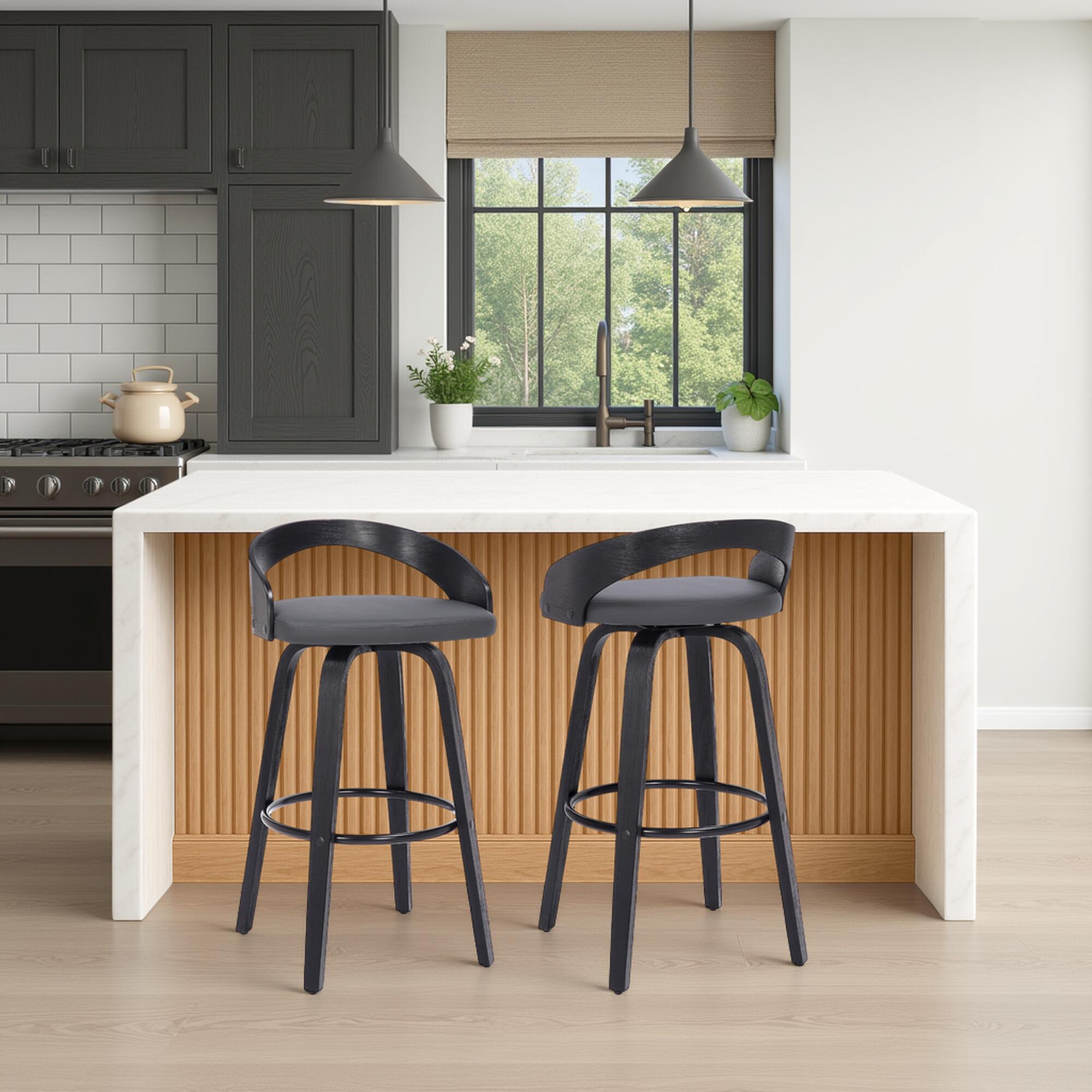 Armen Living Sonia Counter Height Bar Stool (Set of 2), Light Gray, rollover