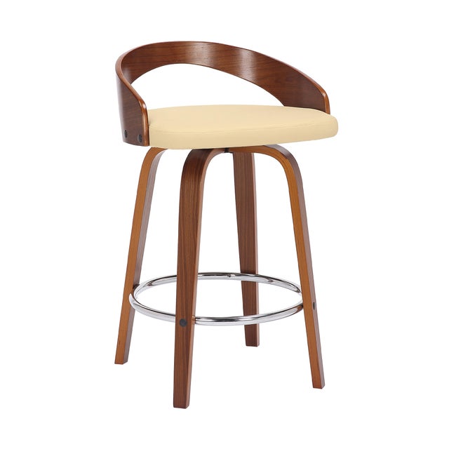 Armen Living Sonia Counter Height Bar Stool (Set of 3), Cream/Brown