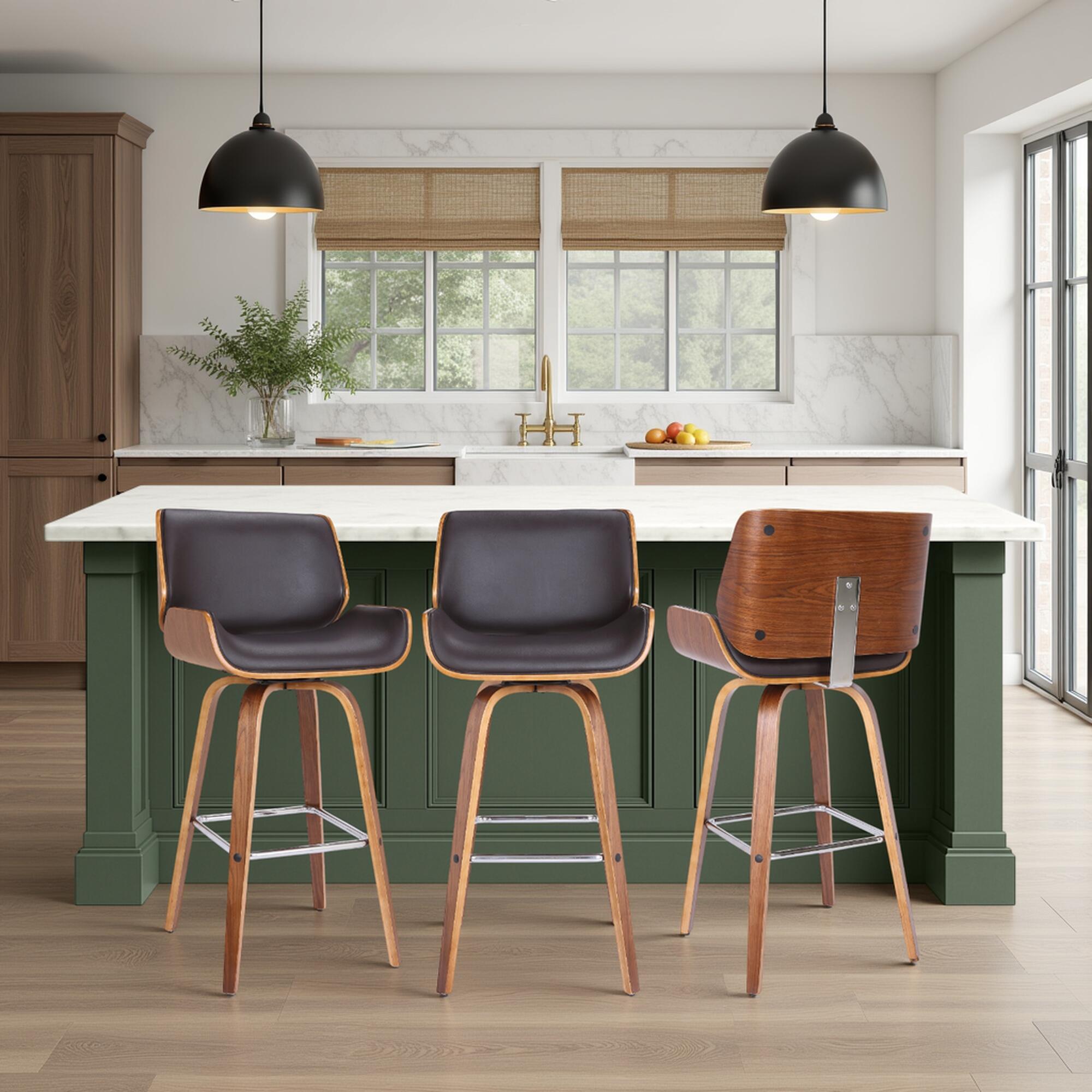 Armen Living Tyler Counter Height Bar Stool (Set of 3), Brown, rollover