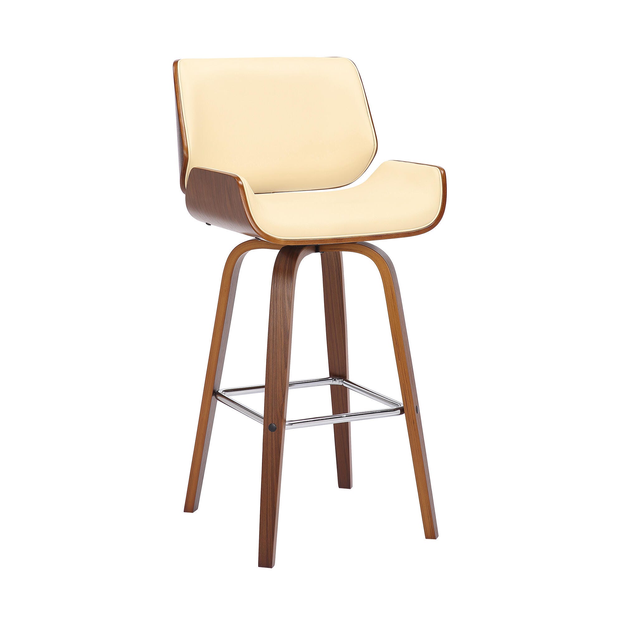 Armen Living Tyler Counter Height Bar Stool (Set of 3), Cream/Brown, large