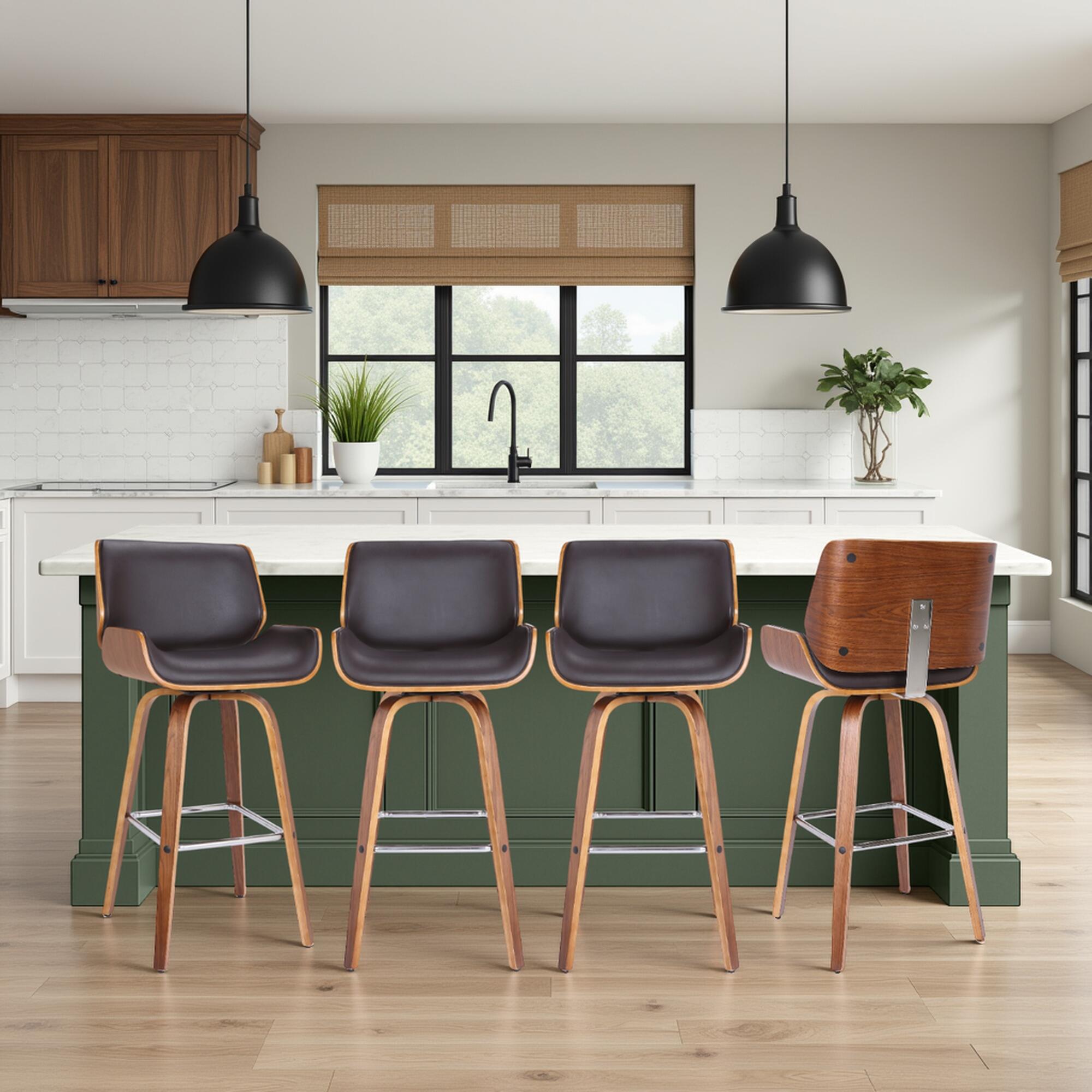 Armen Living Tyler Counter Height Bar Stool (Set of 4), Brown, rollover