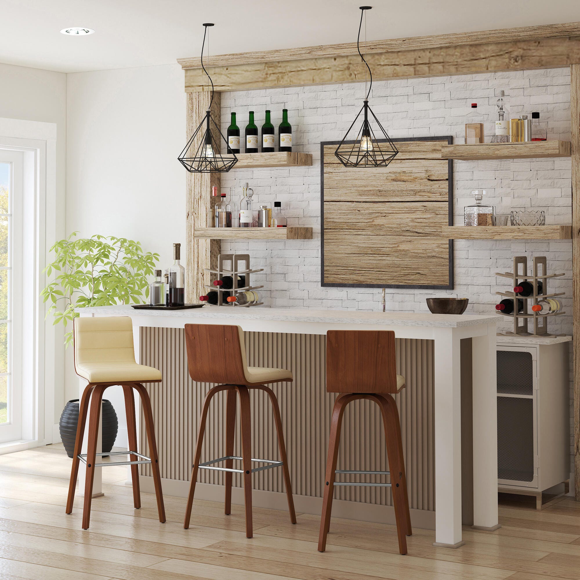 Armen Living Vienna Swivel Bar Stool (Set of 3), , rollover