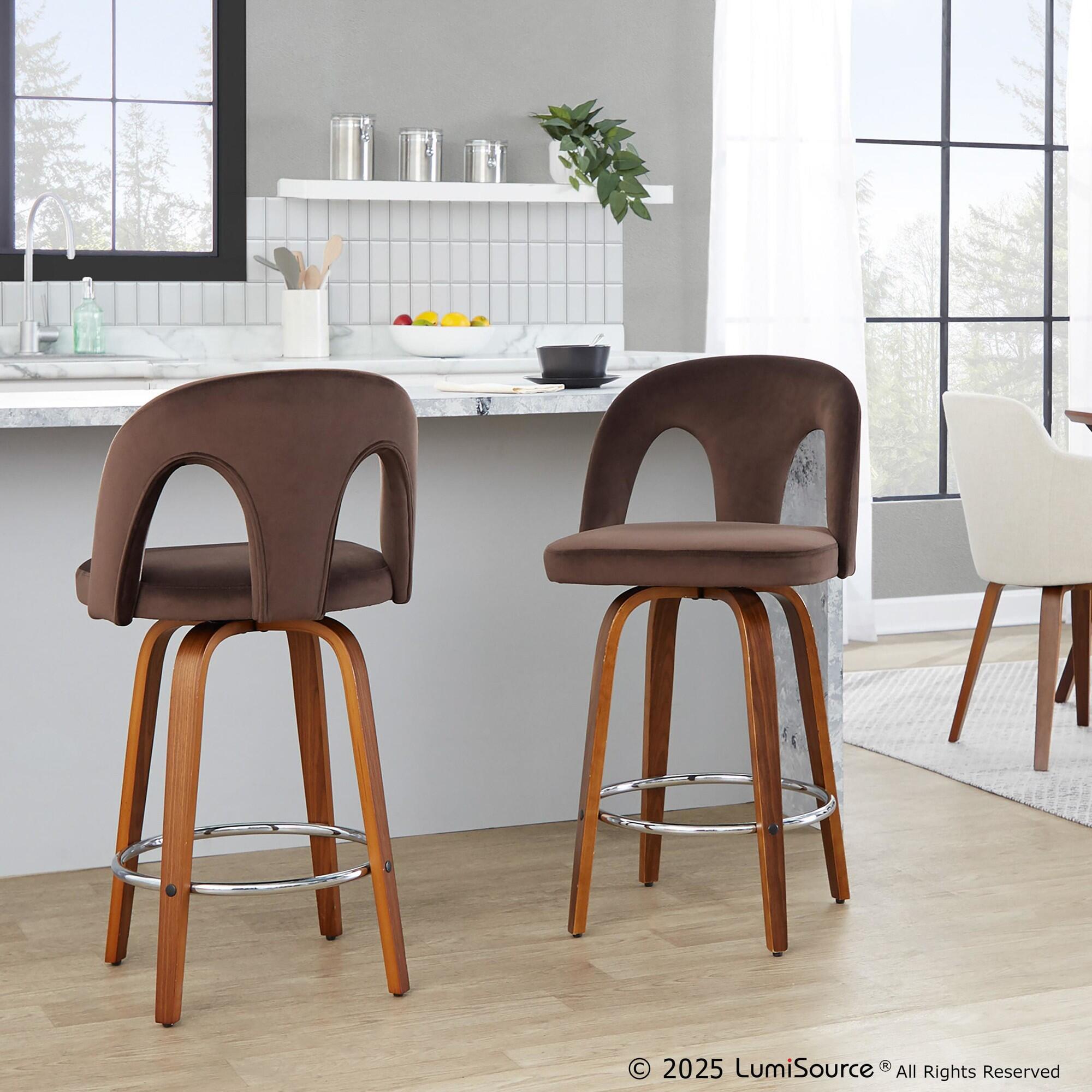 LumiSource Ava Counter Height Bar Stool (Set of 2), Espresso, large
