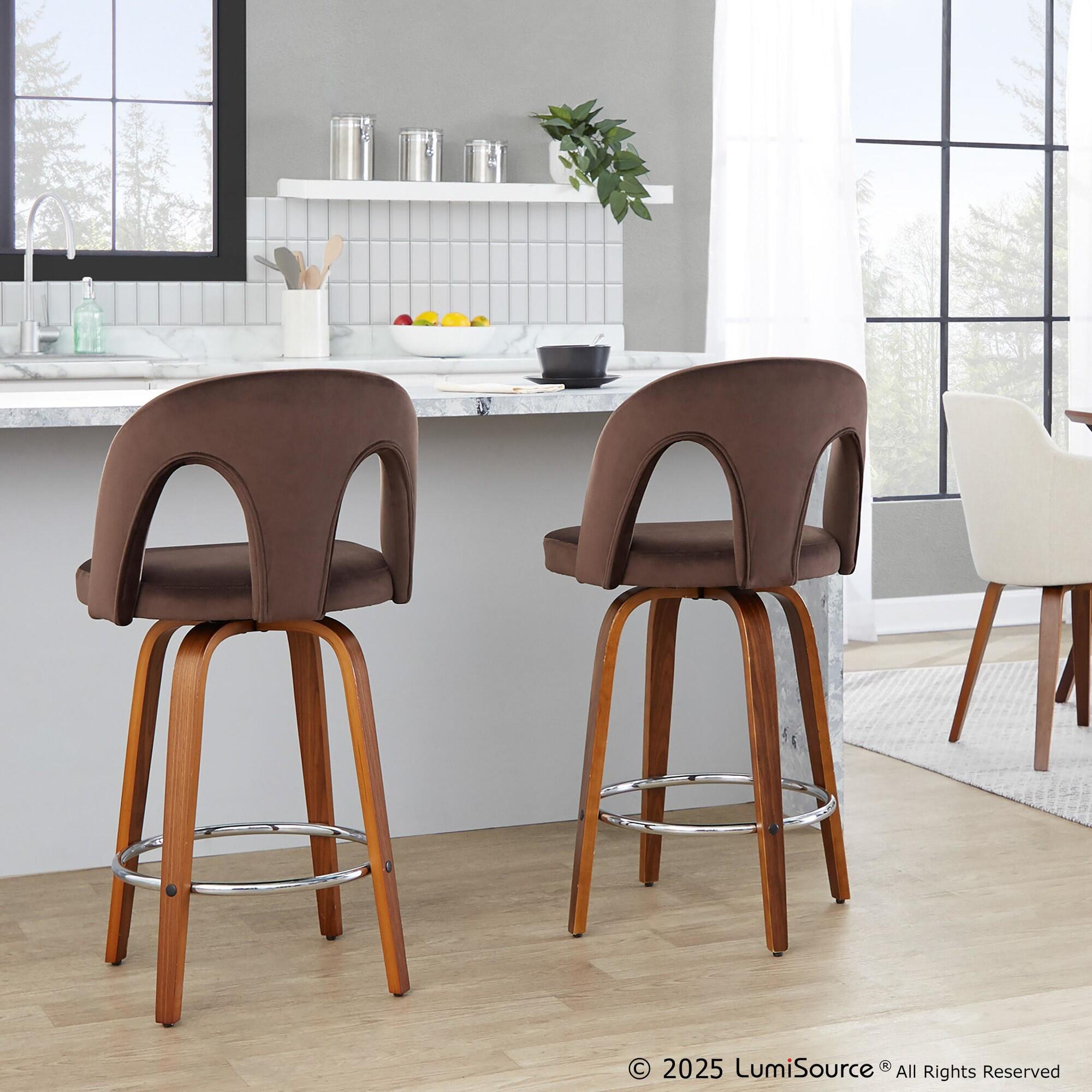 LumiSource Ava Counter Height Bar Stool (Set of 2), Espresso, large