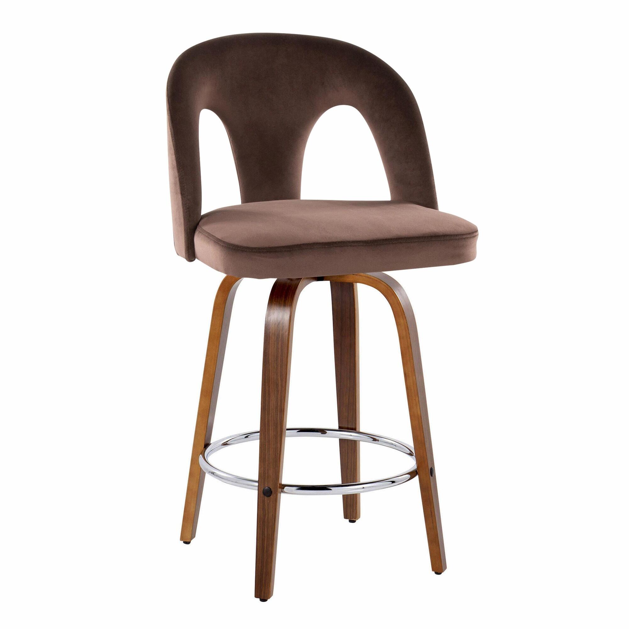 LumiSource Ava Counter Height Bar Stool (Set of 2), Espresso, large