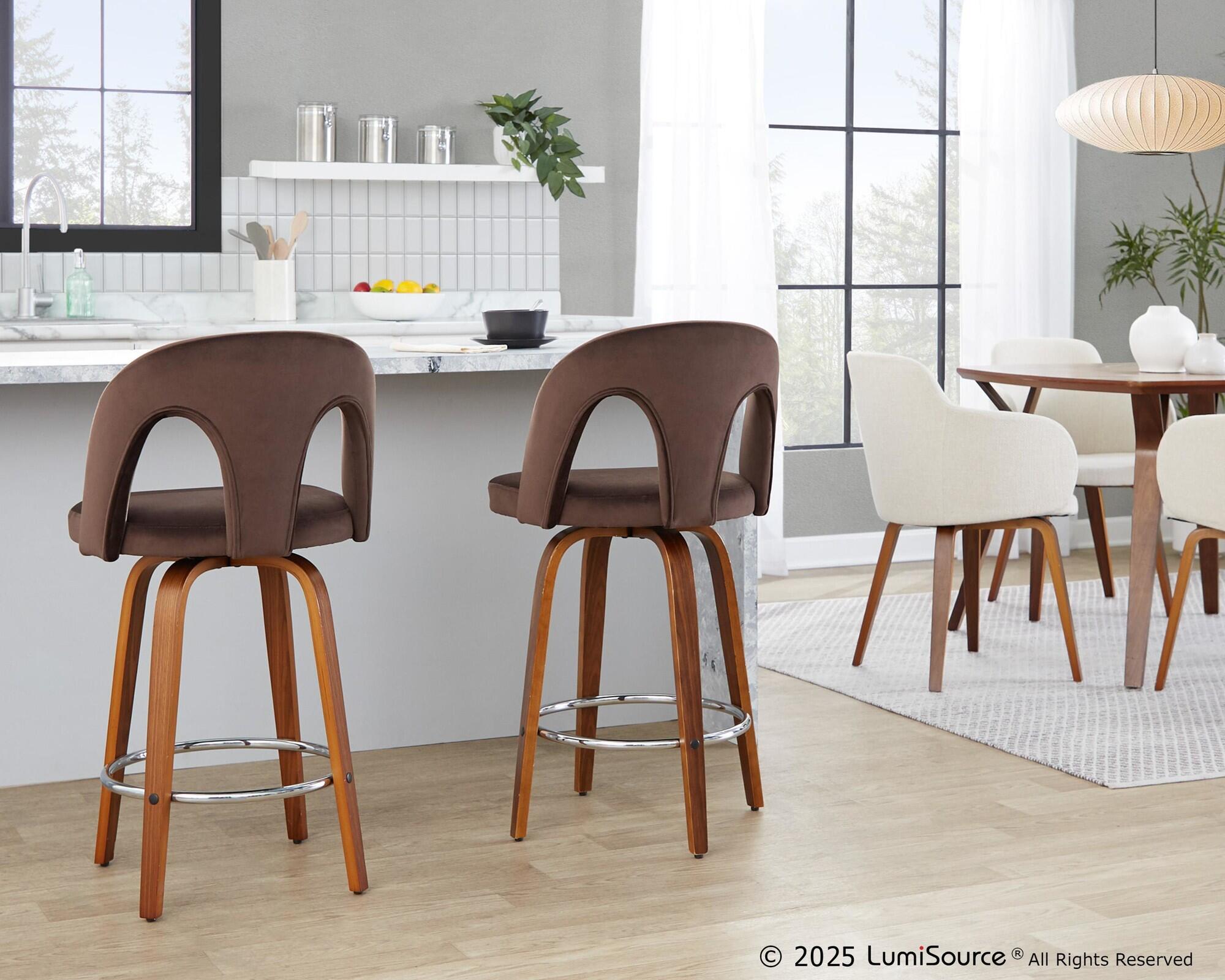 LumiSource Ava Counter Height Bar Stool (Set of 2), Espresso, large