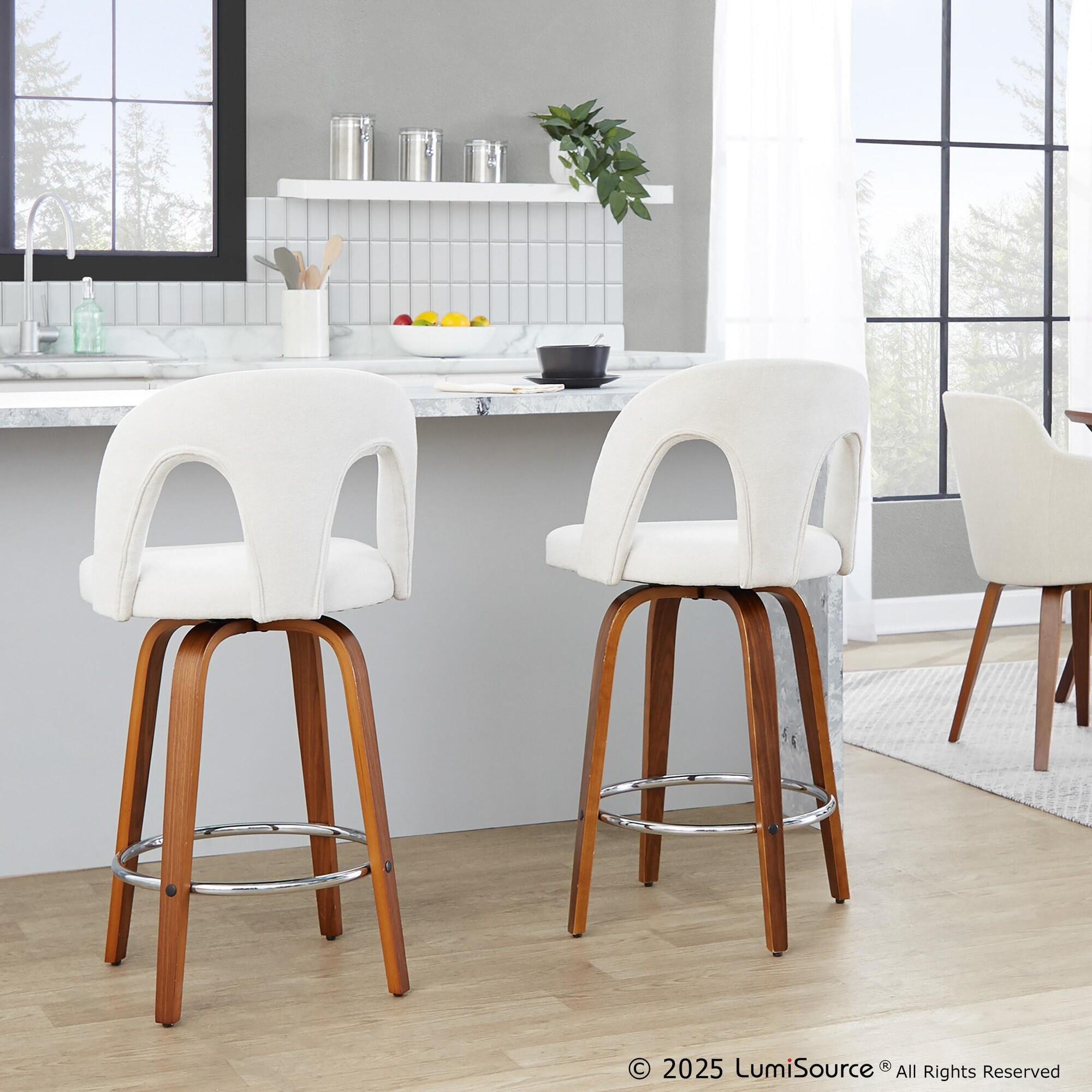 LumiSource Ava Counter Height Bar Stool (Set of 2), Snow White, large