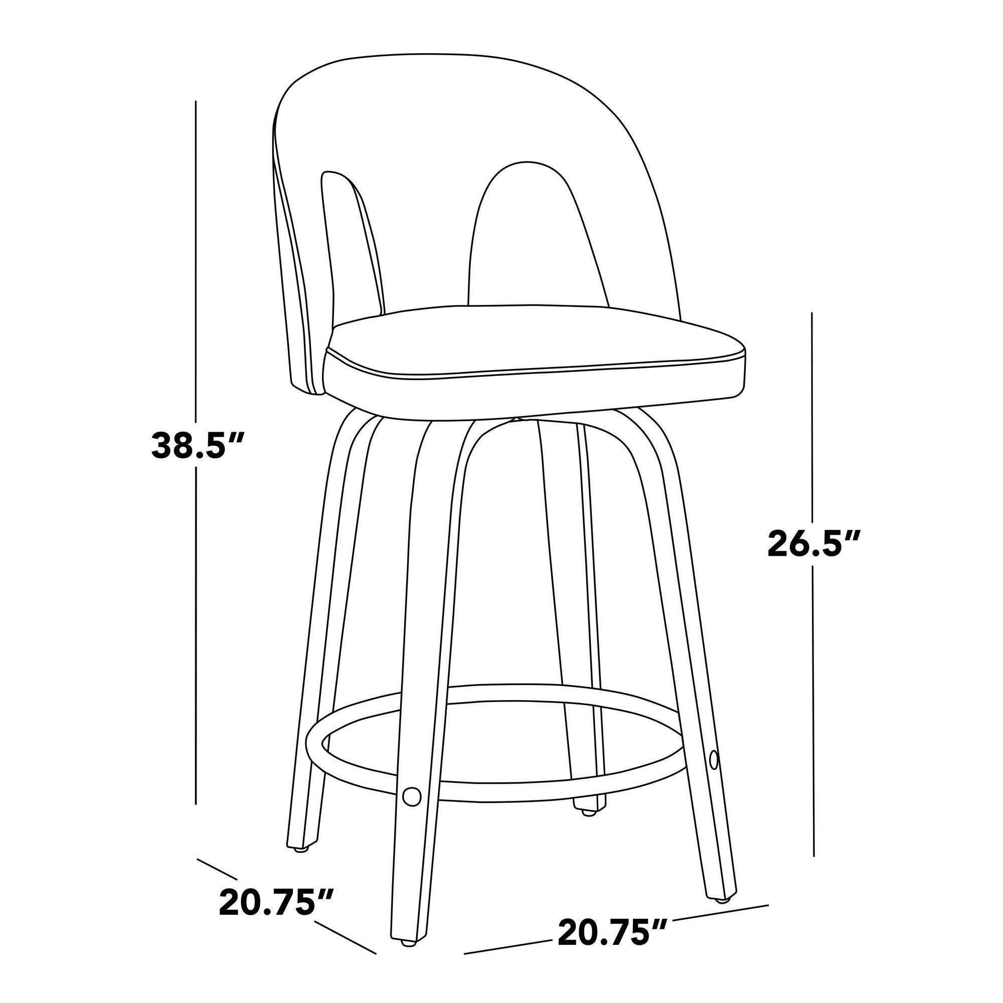 LumiSource Ava Counter Height Bar Stool (Set of 2), Snow White, large
