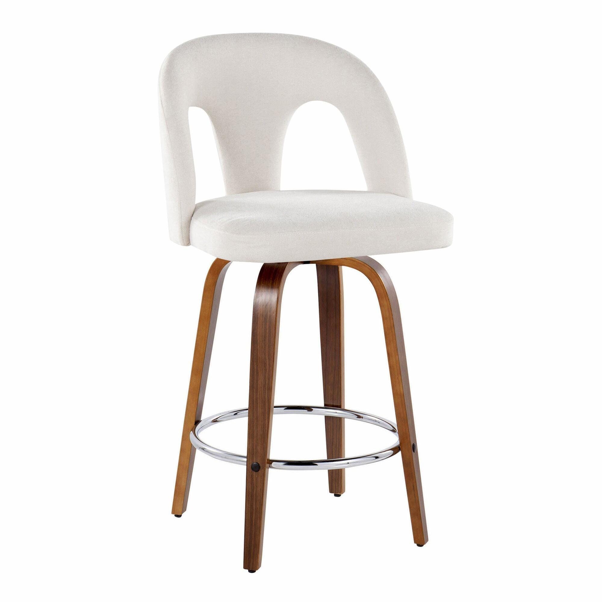 LumiSource Ava Counter Height Bar Stool (Set of 2), Snow White, large