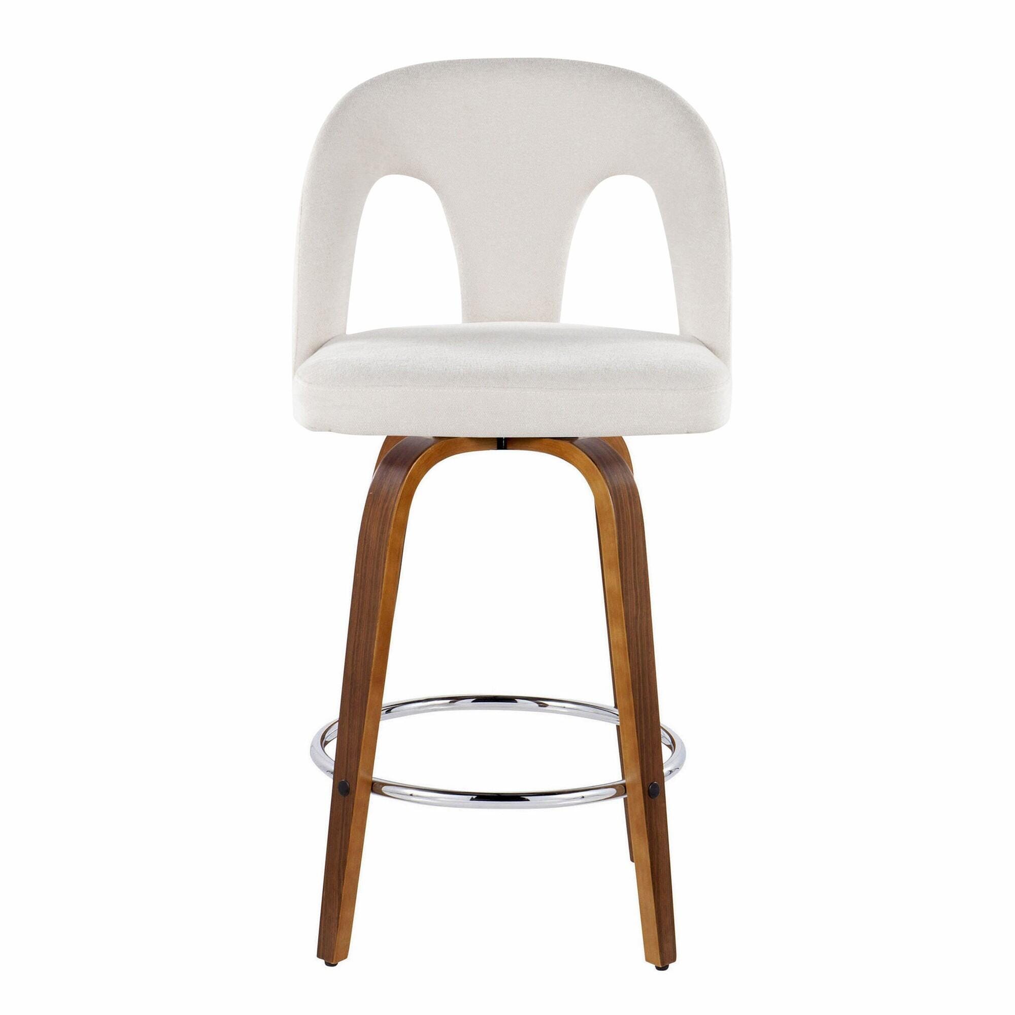 LumiSource Ava Counter Height Bar Stool (Set of 2), Snow White, large