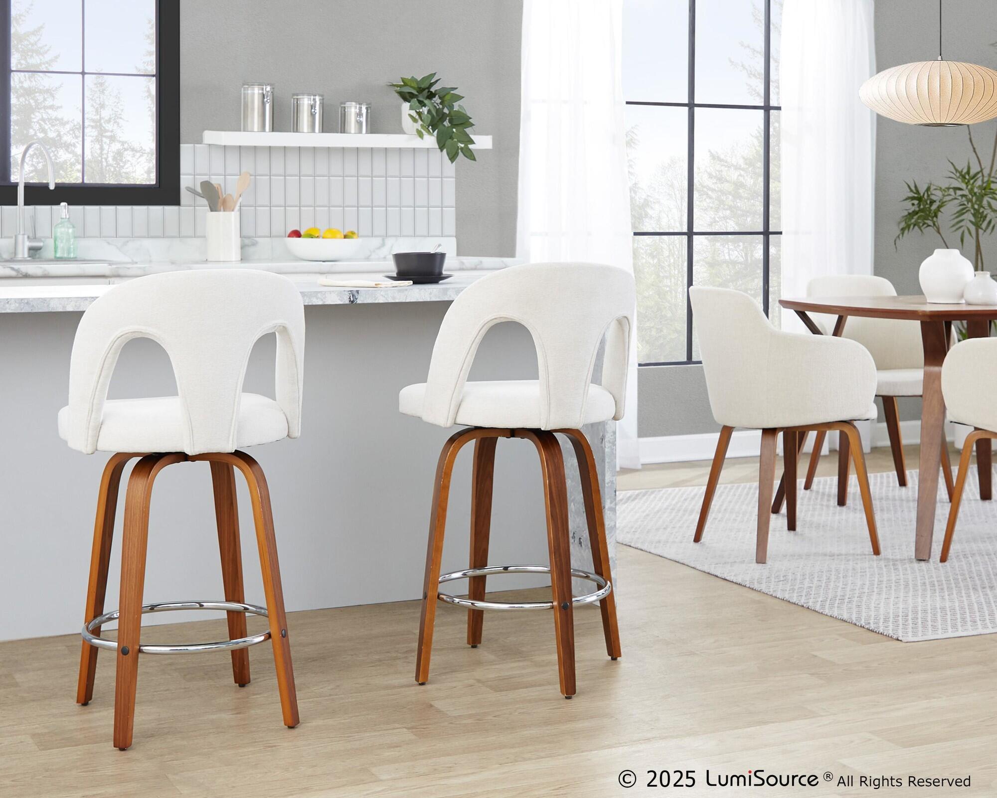LumiSource Ava Counter Height Bar Stool (Set of 2), Snow White, large