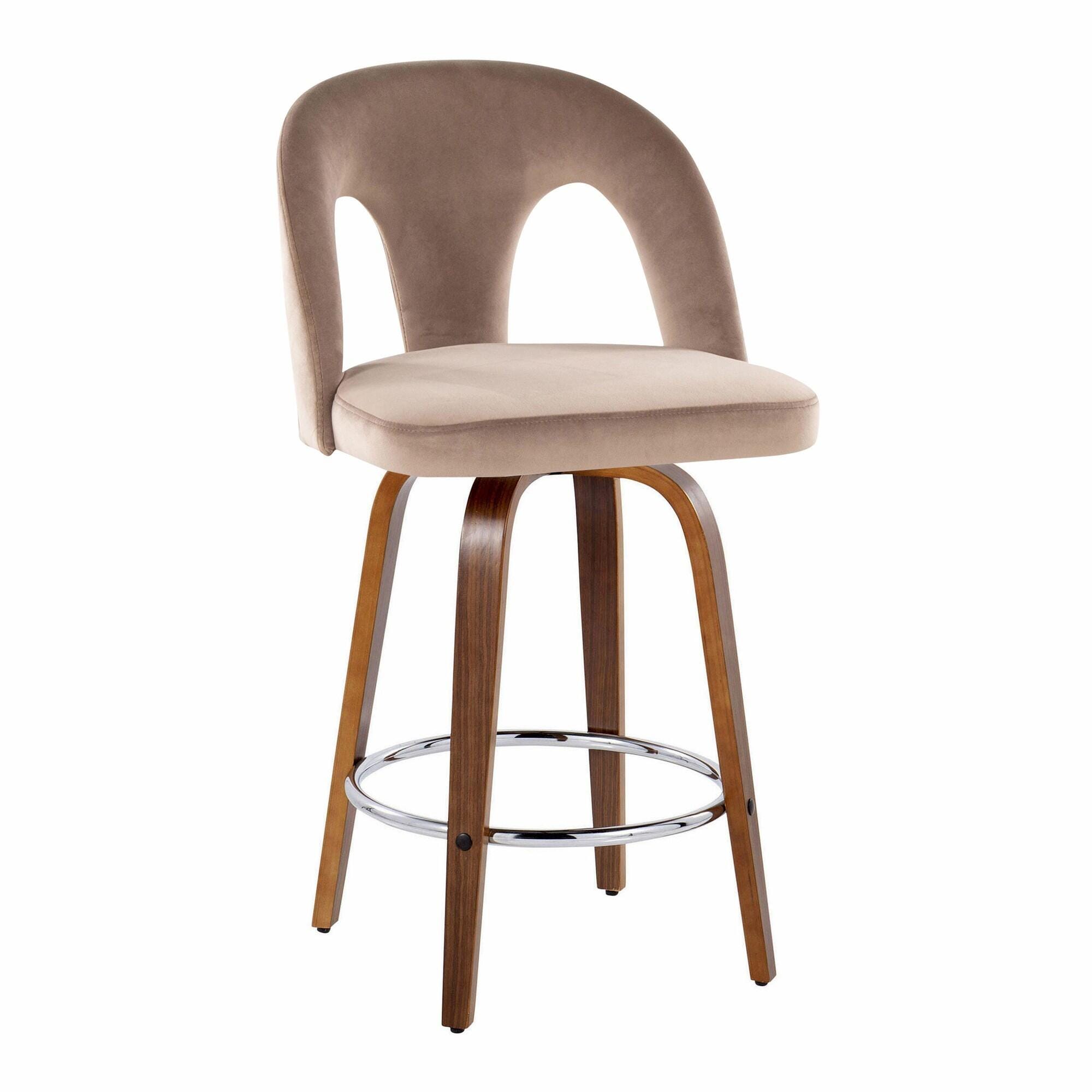 LumiSource Ava Counter Height Bar Stool (Set of 2), Taupe, large