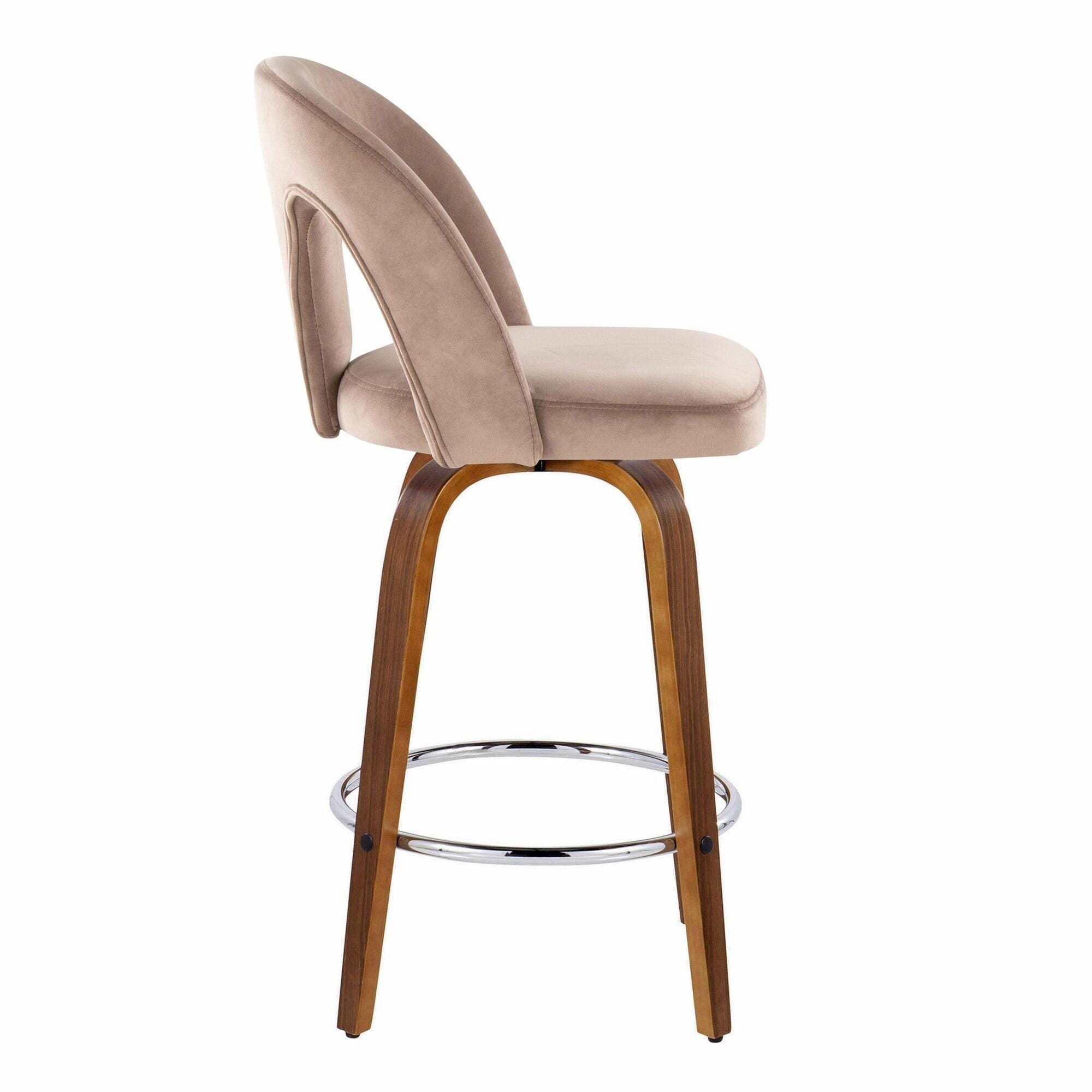 LumiSource Ava Counter Height Bar Stool (Set of 2), Taupe, large
