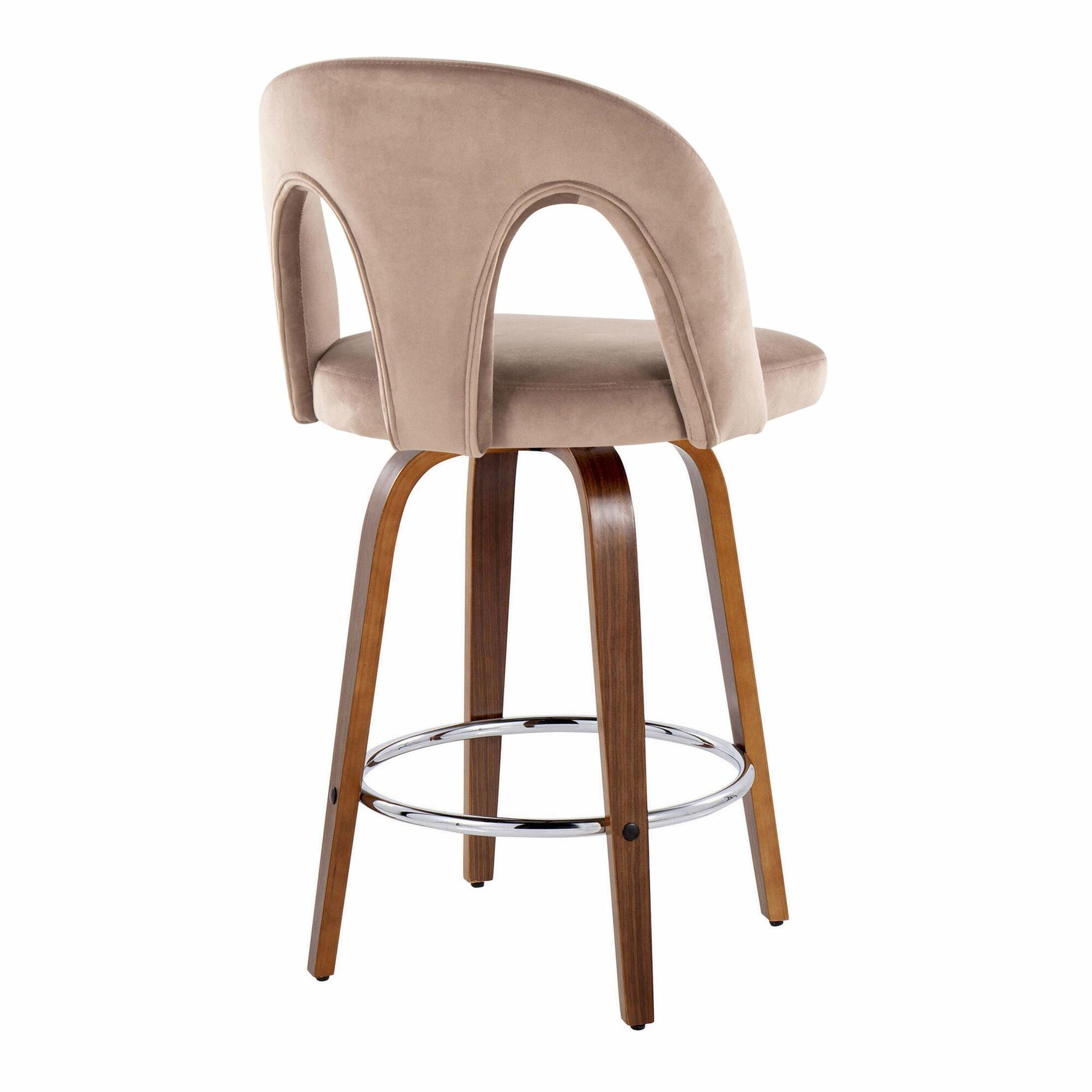 LumiSource Ava Counter Height Bar Stool (Set of 2), Taupe, large