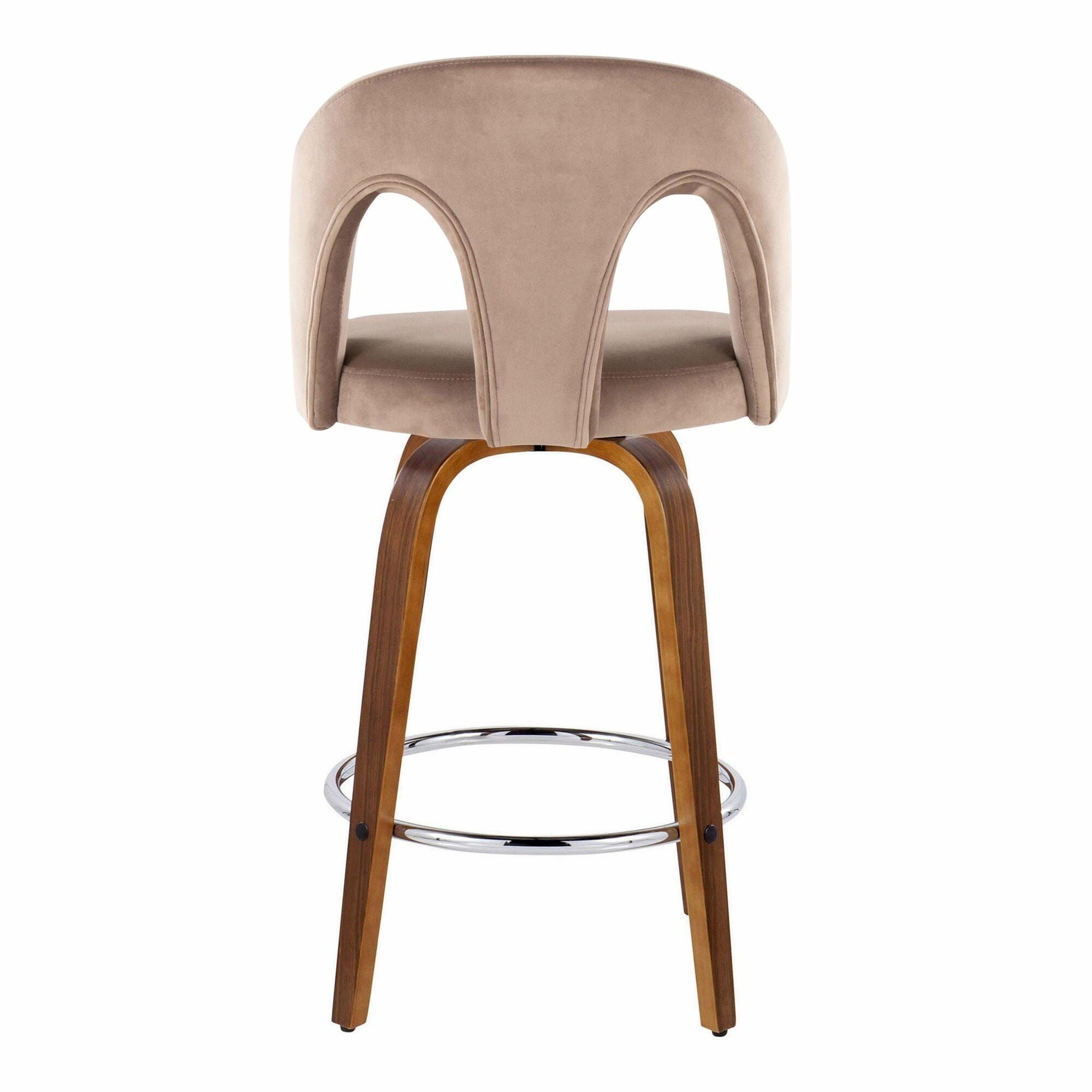 LumiSource Ava Counter Height Bar Stool (Set of 2), Taupe, large