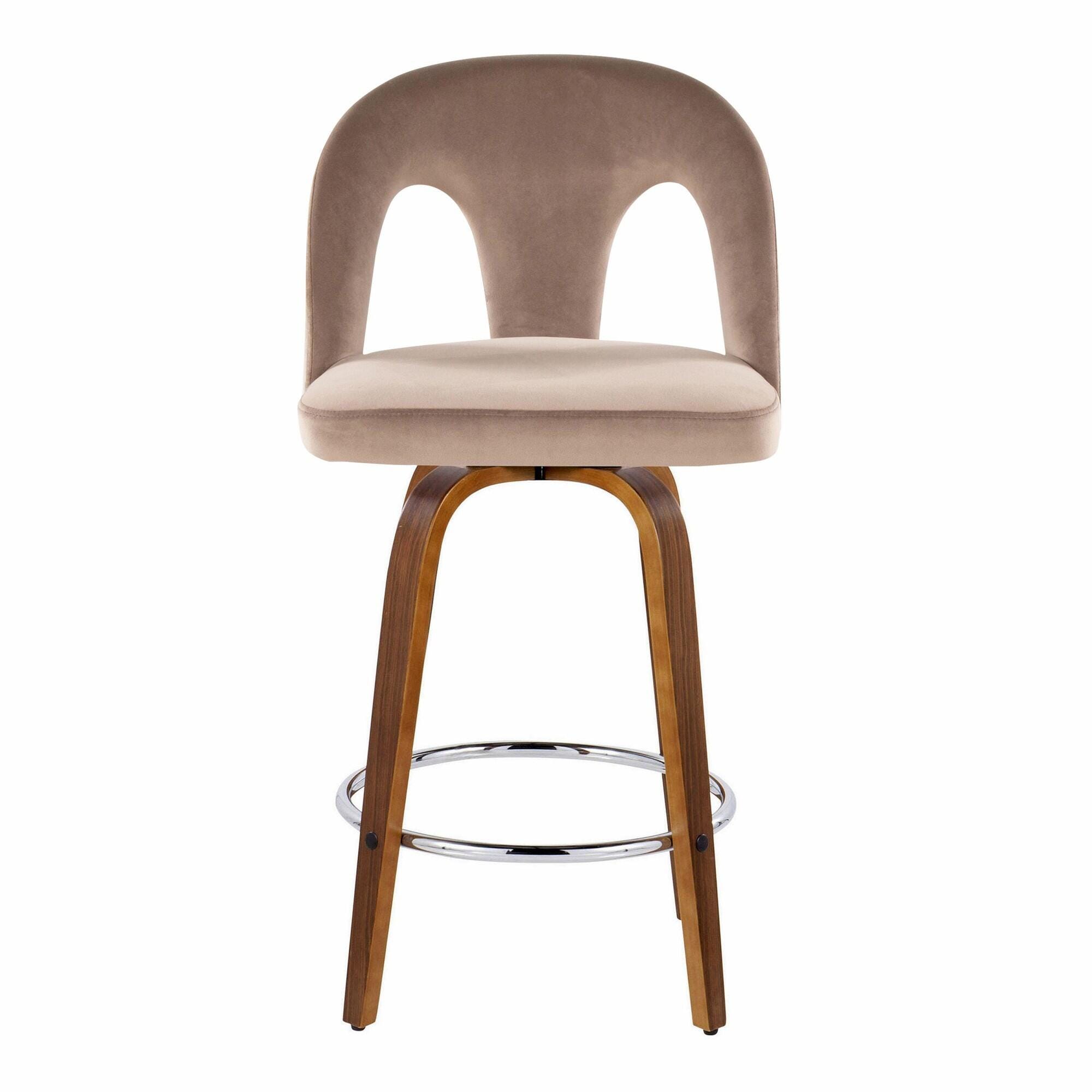 LumiSource Ava Counter Height Bar Stool (Set of 2), Taupe, large