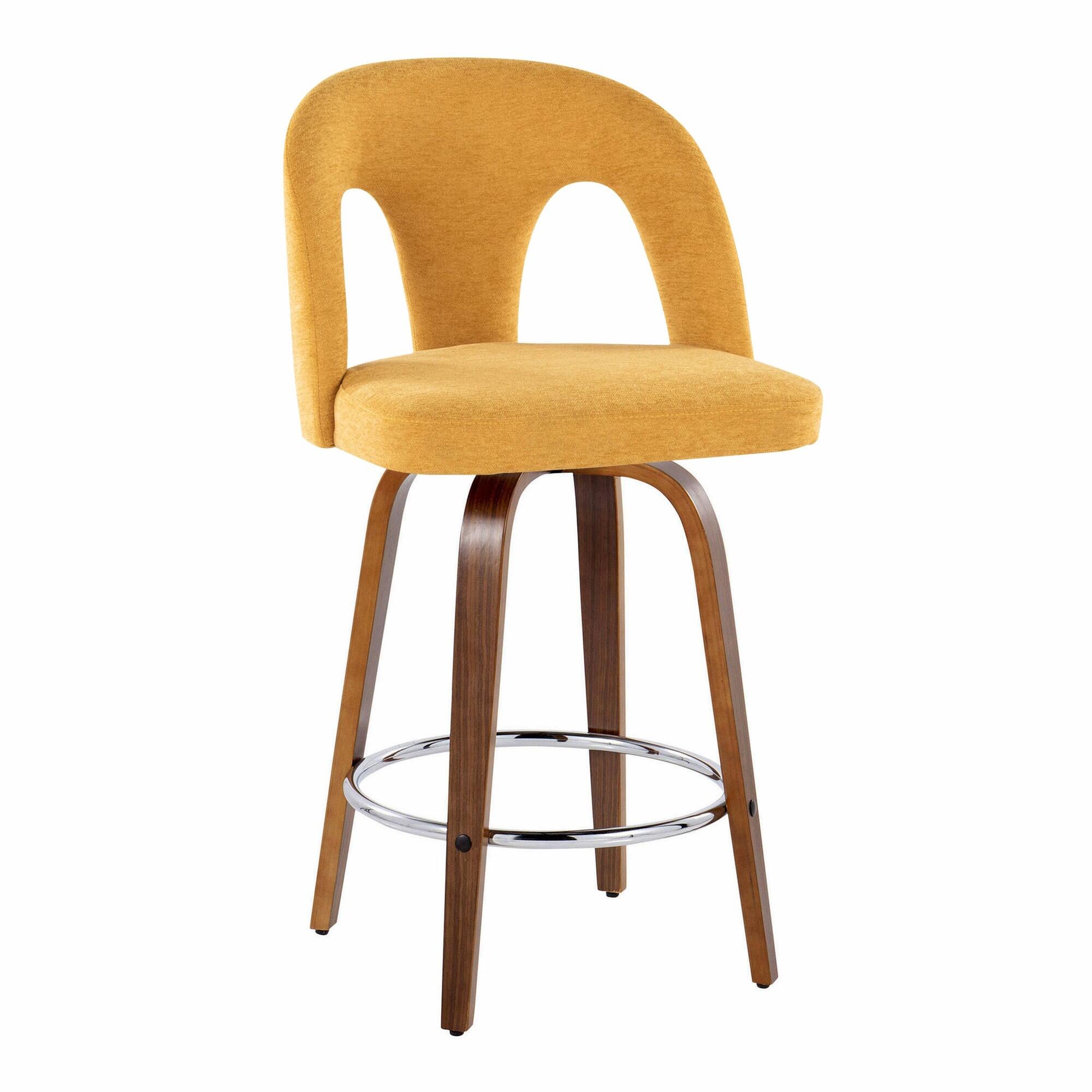 LumiSource Ava Counter Height Bar Stool (Set of 2), Yellow, large