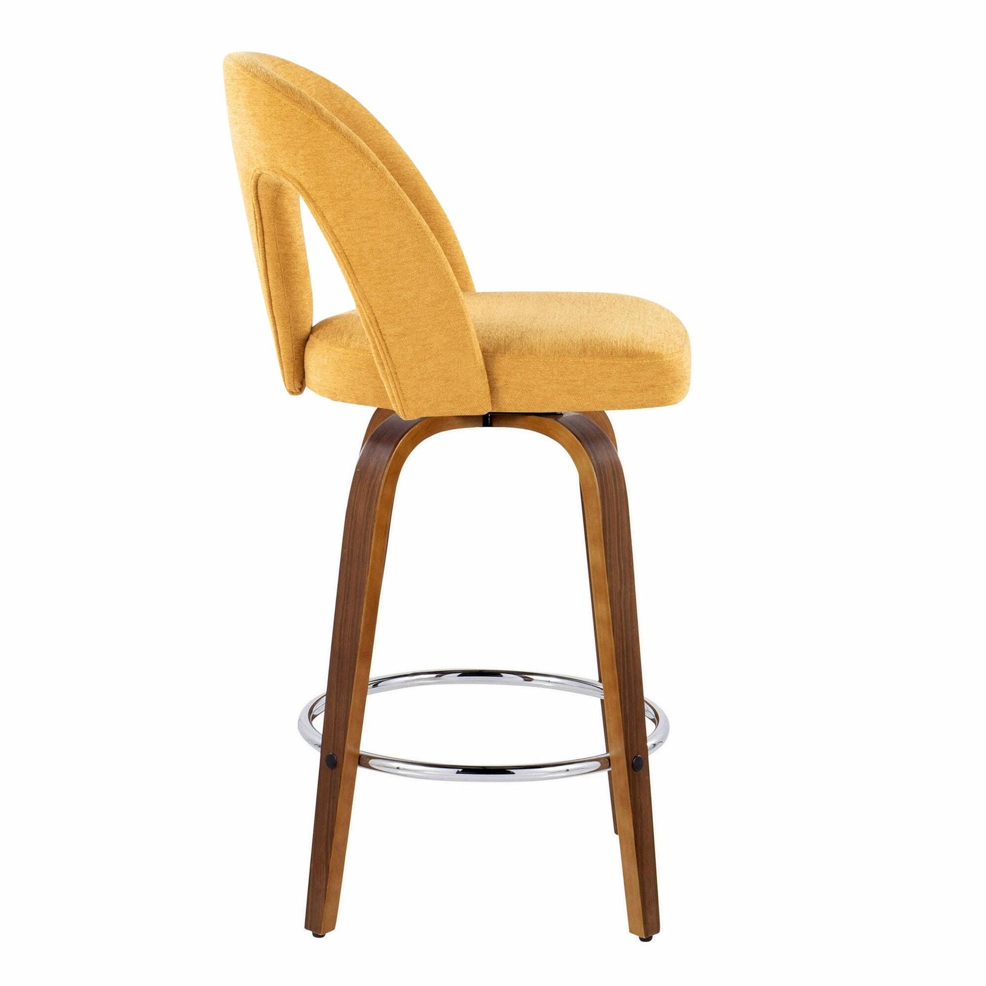LumiSource Ava Counter Height Bar Stool (Set of 2), Yellow, large