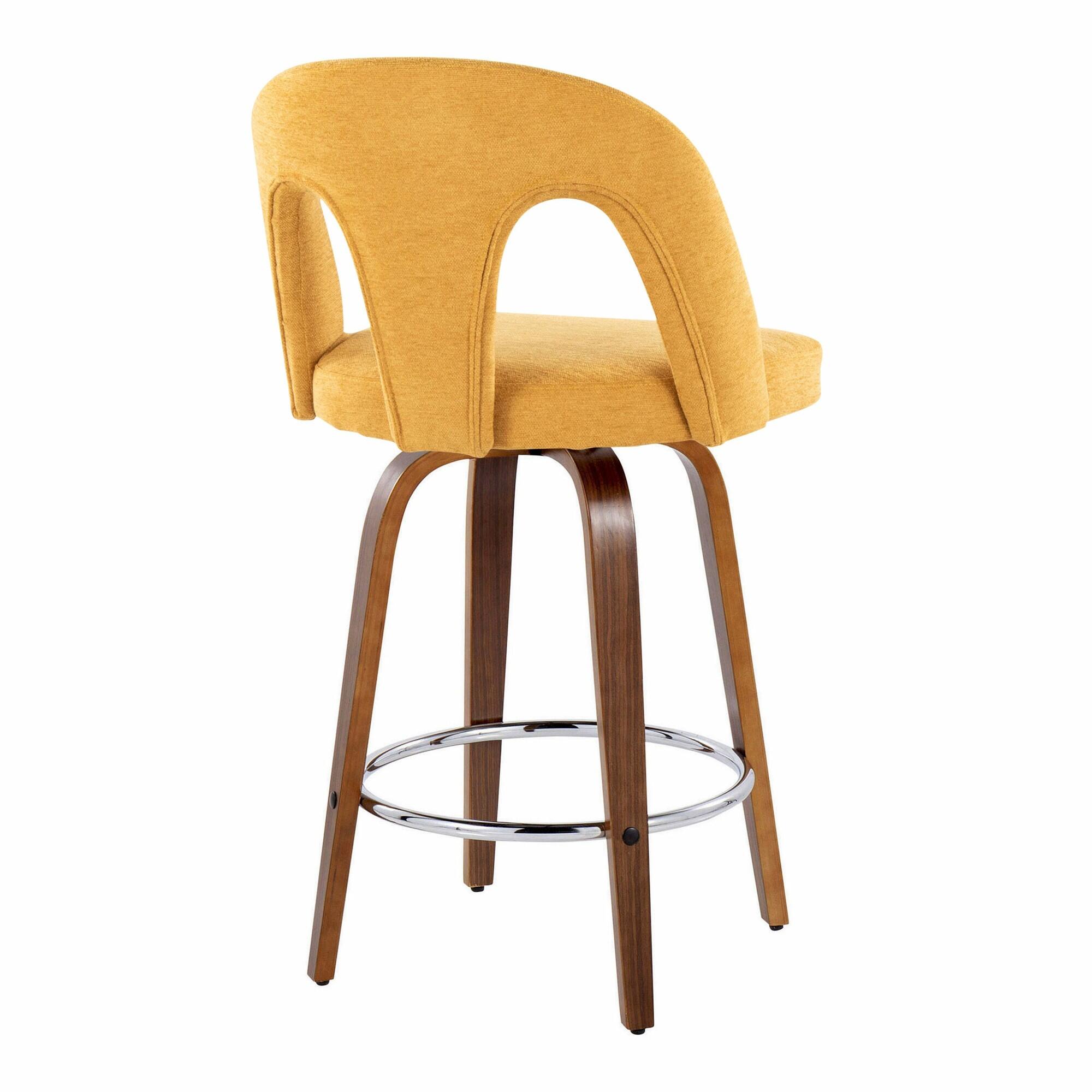 LumiSource Ava Counter Height Bar Stool (Set of 2), Yellow, large