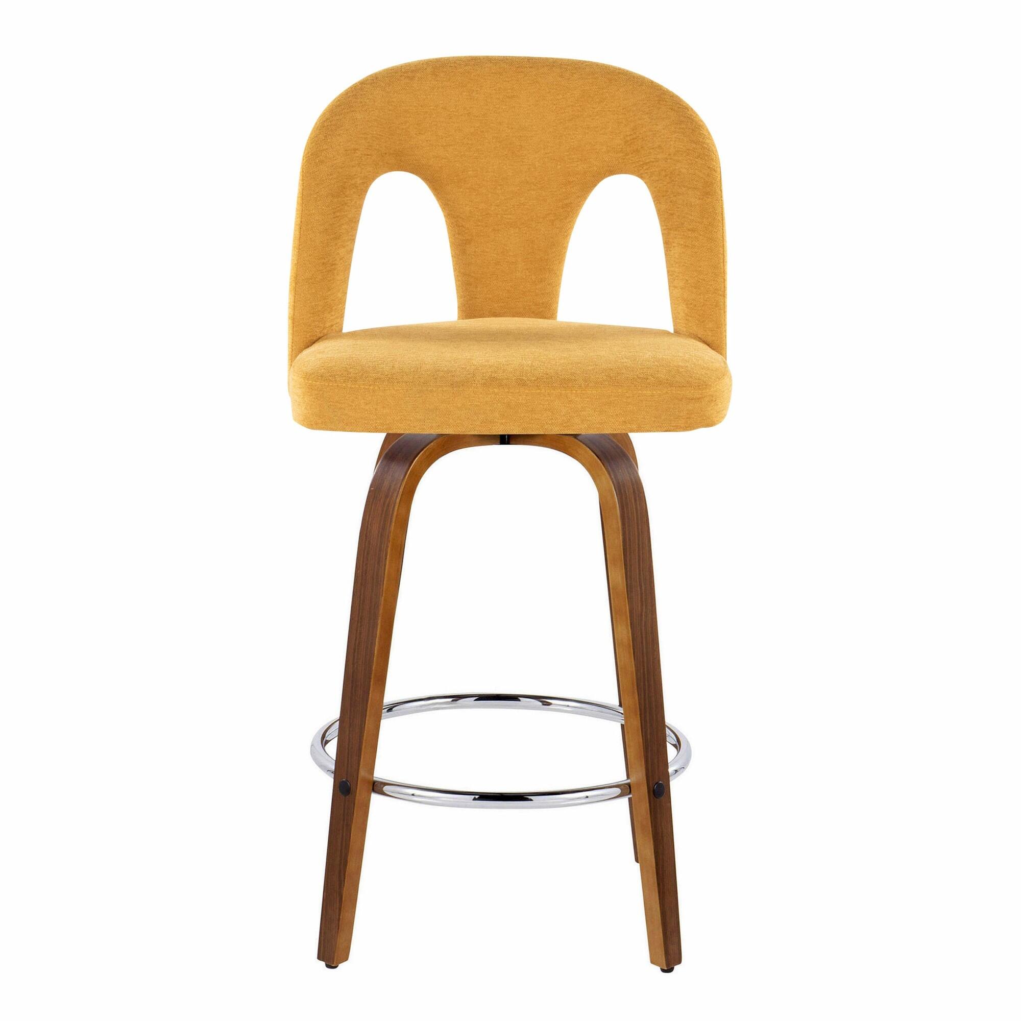 LumiSource Ava Counter Height Bar Stool (Set of 2), Yellow, large