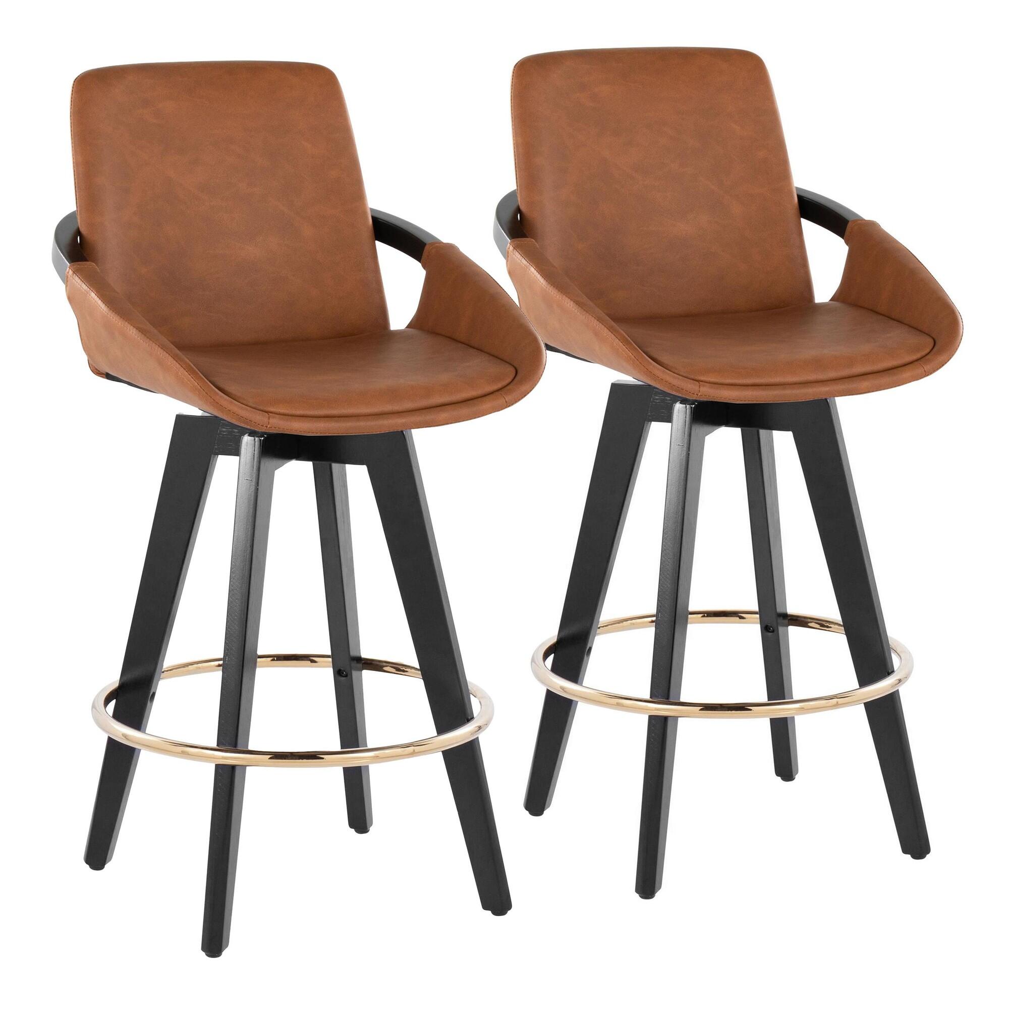 LumiSource Cosmo Counter Height Bar Stool (Set of 2), Camel, large