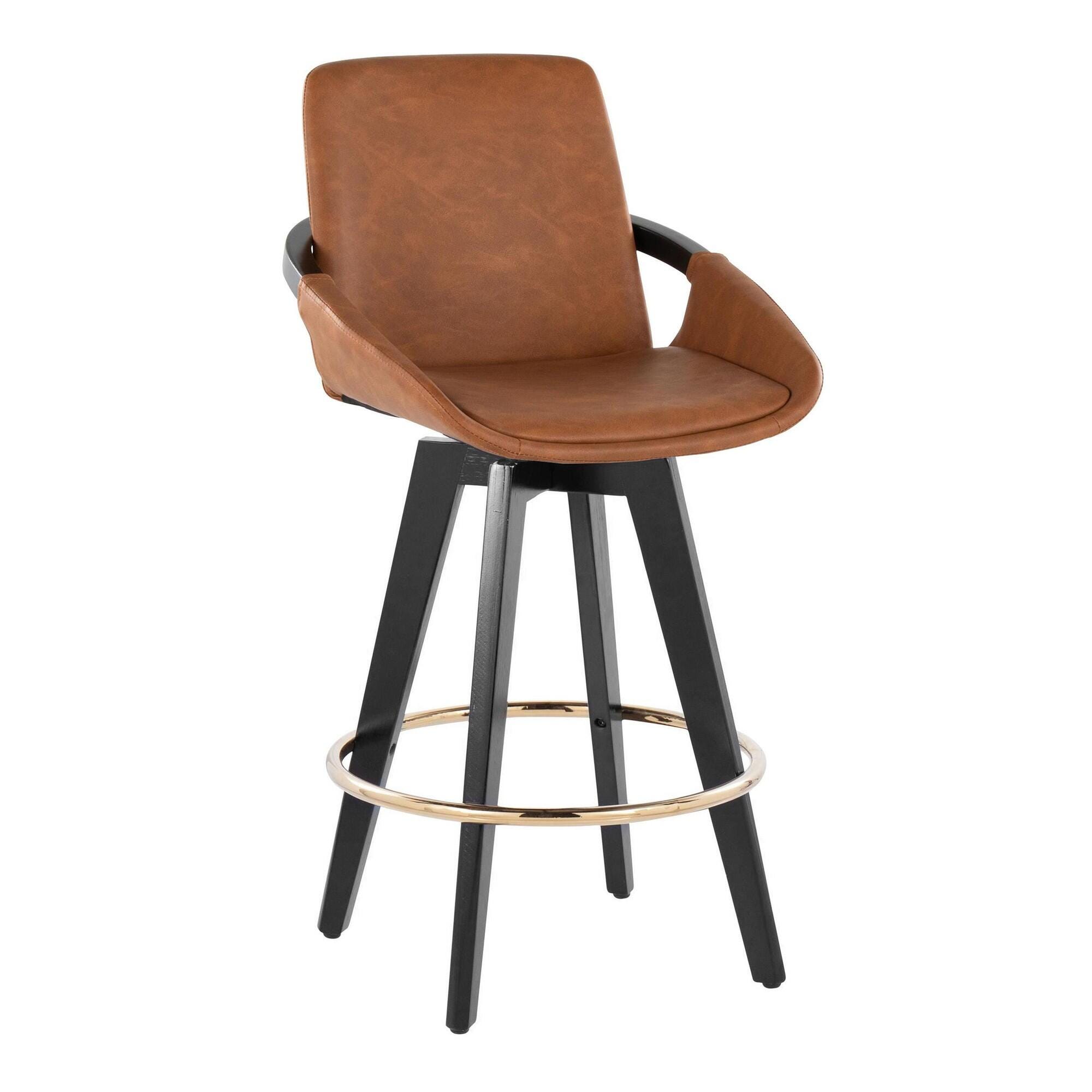 LumiSource Cosmo Counter Height Bar Stool (Set of 2), Camel, large