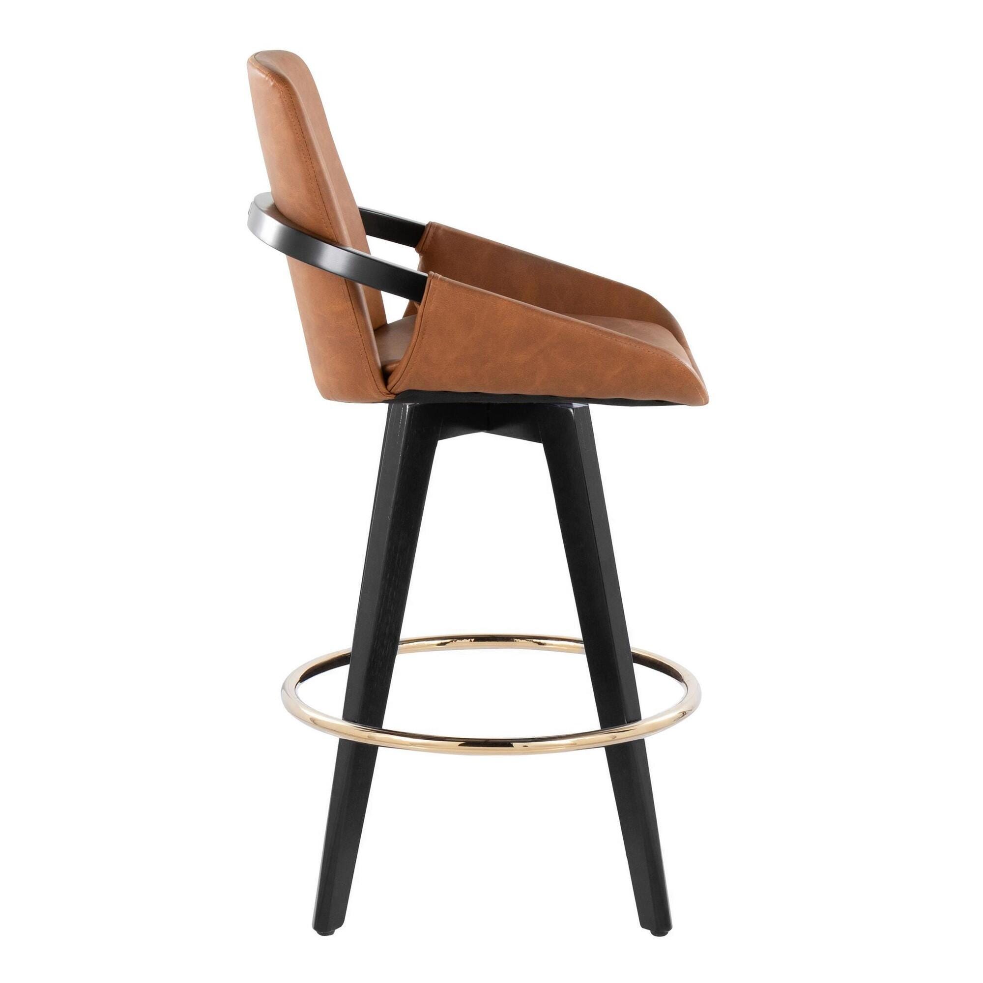 LumiSource Cosmo Counter Height Bar Stool (Set of 2), Camel, large
