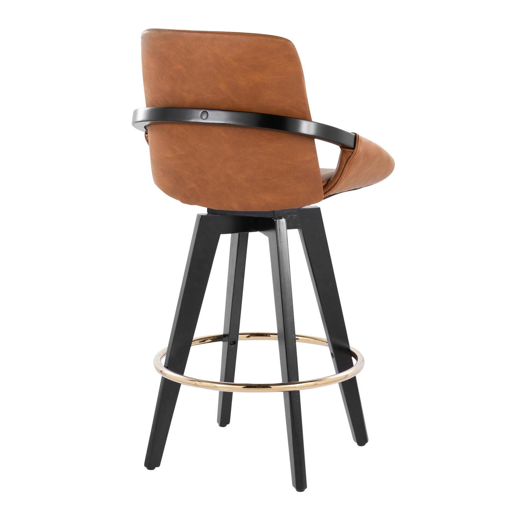 LumiSource Cosmo Counter Height Bar Stool (Set of 2), Camel, large