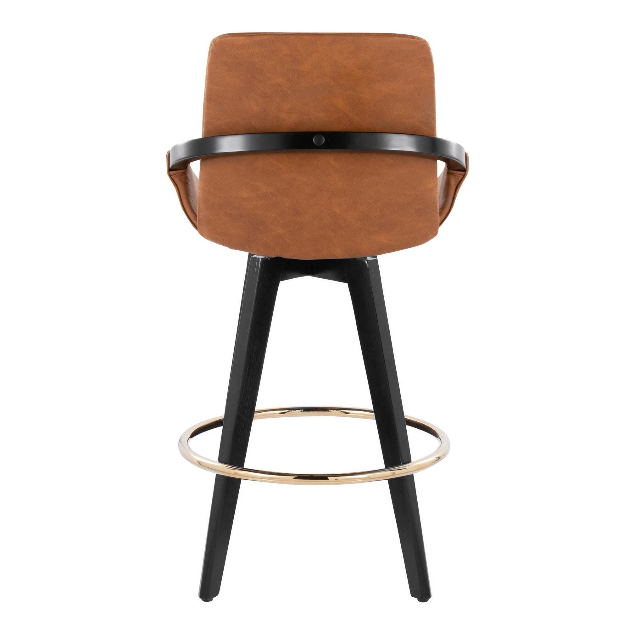 LumiSource Cosmo Counter Height Bar Stool (Set of 2), Camel, large