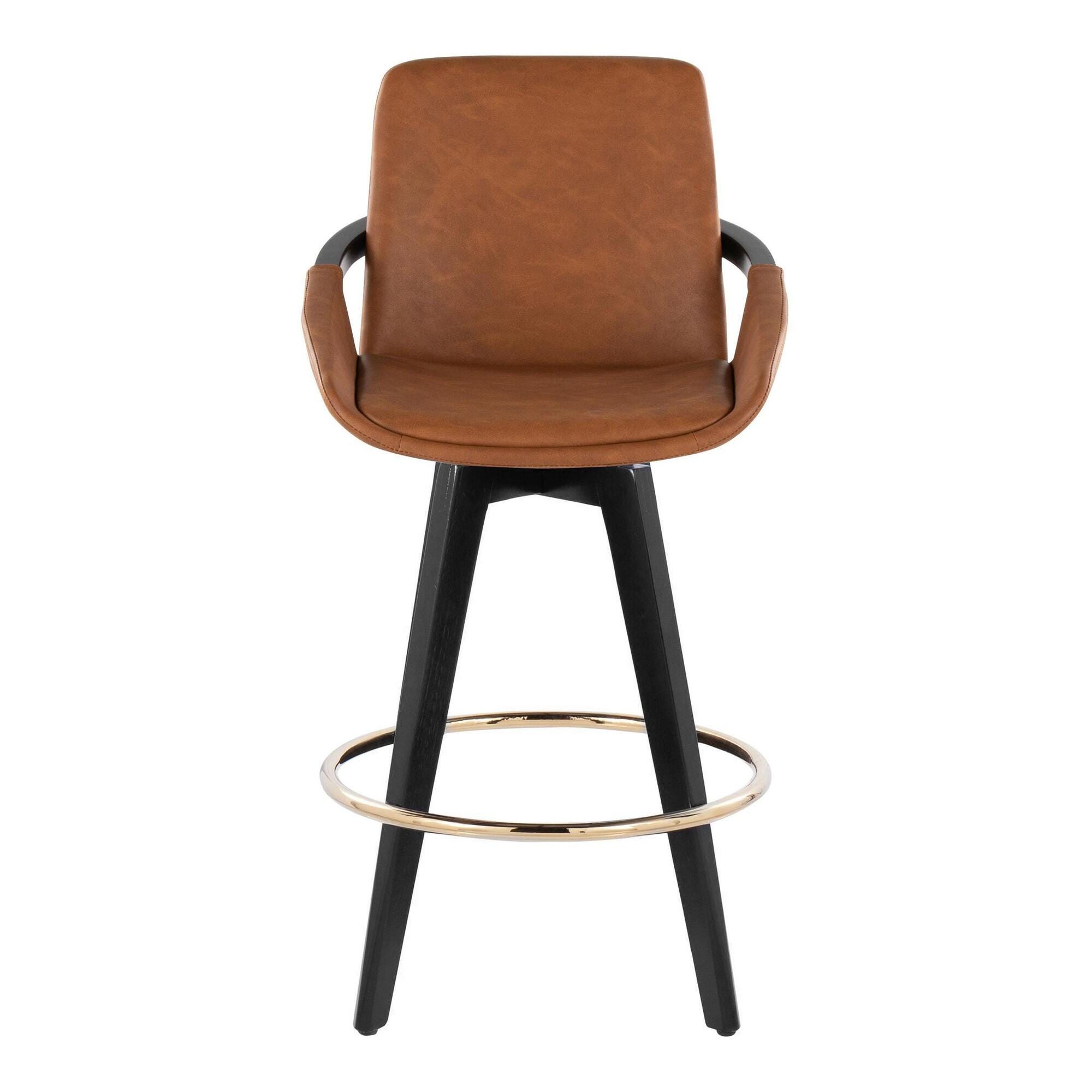 LumiSource Cosmo Counter Height Bar Stool (Set of 2), Camel, large
