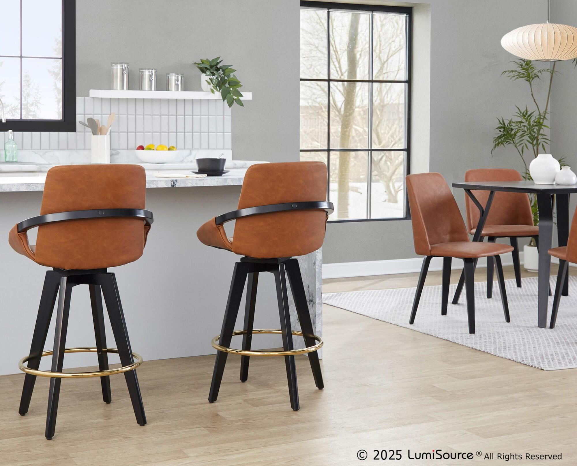 LumiSource Cosmo Counter Height Bar Stool (Set of 2), Camel, large