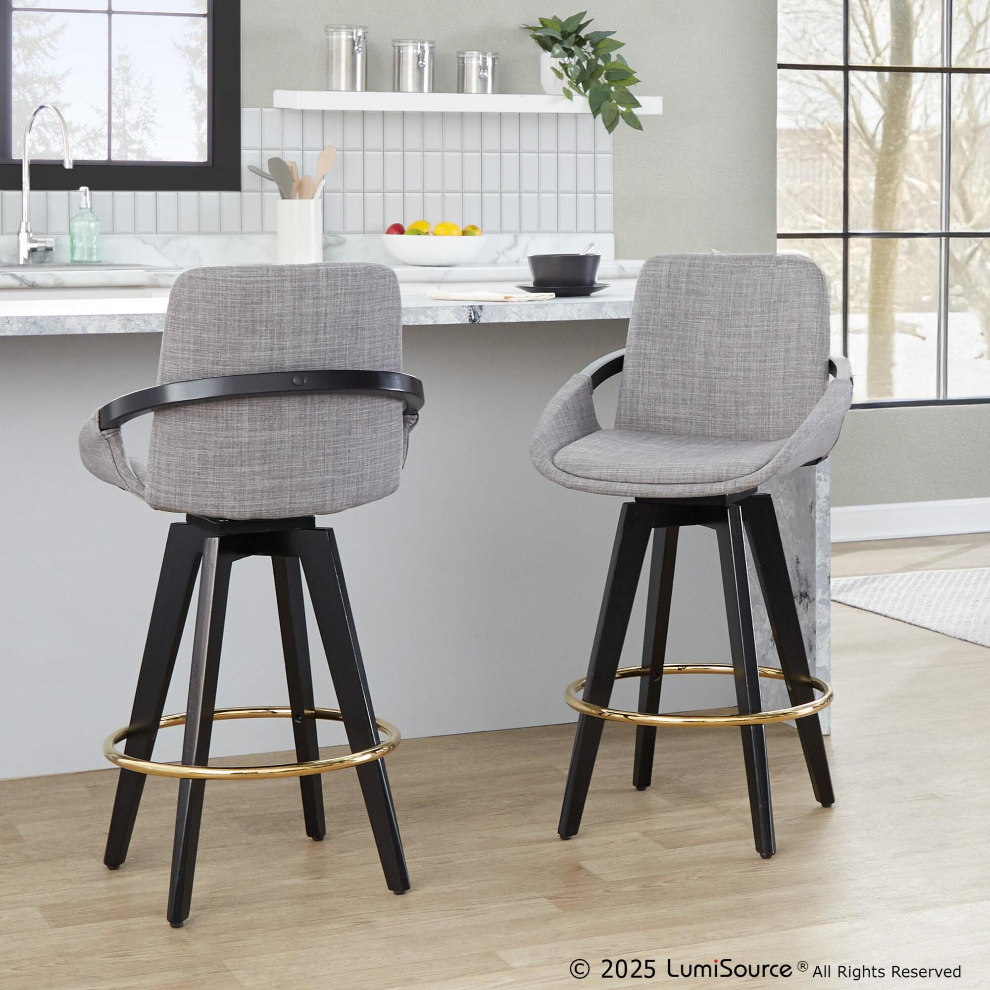 LumiSource Cosmo Counter Height Bar Stool (Set of 2), Gray, large