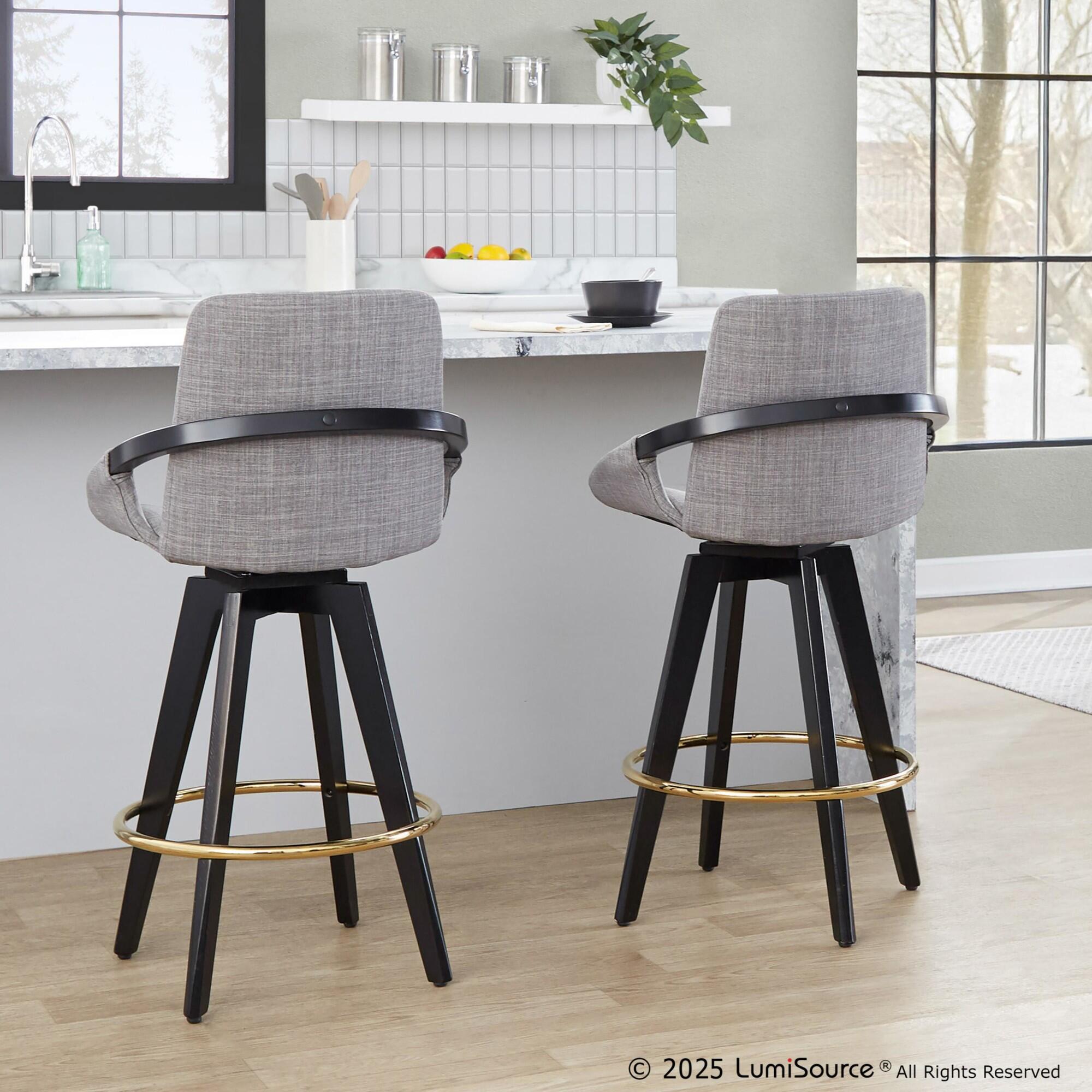 LumiSource Cosmo Counter Height Bar Stool (Set of 2), Gray, large