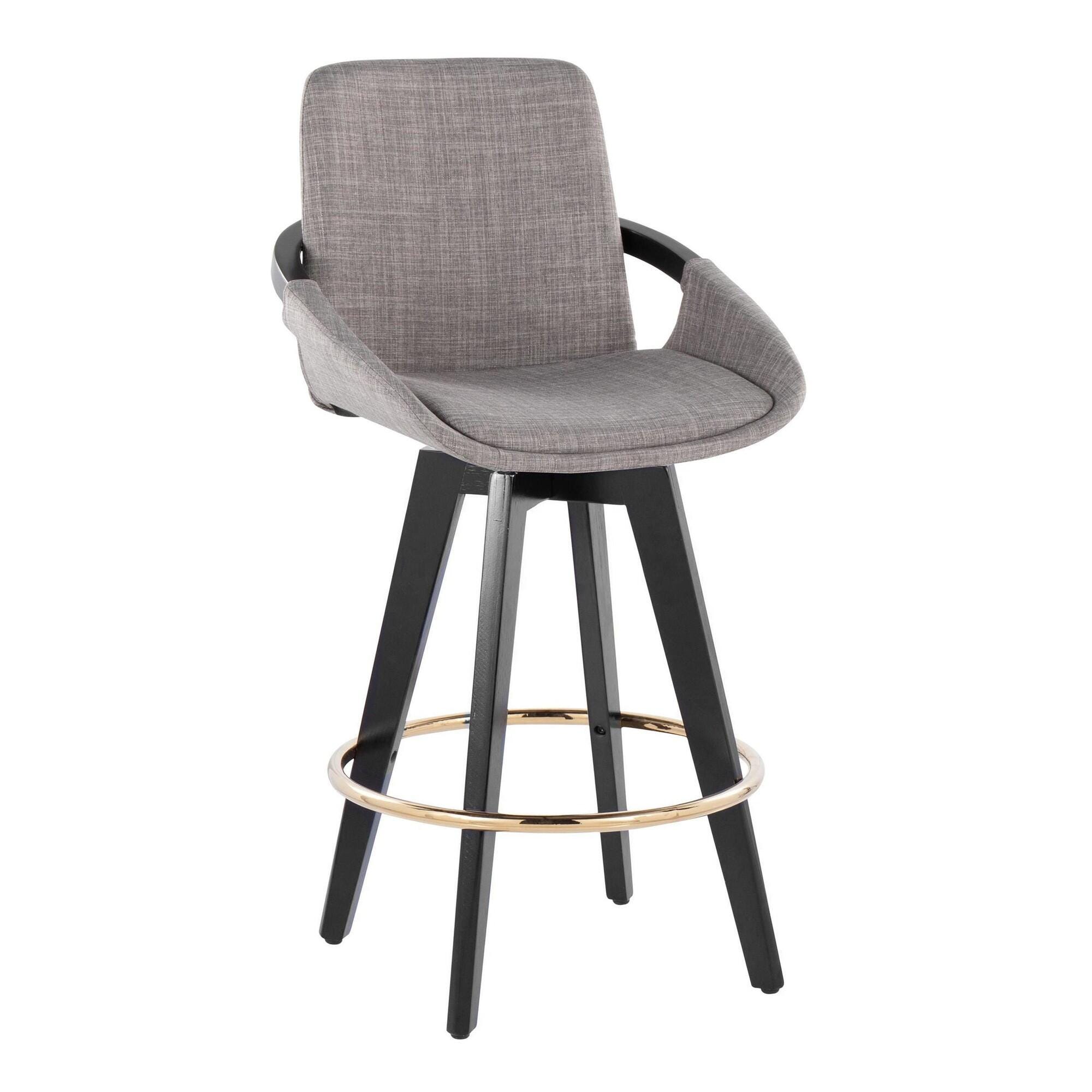 LumiSource Cosmo Counter Height Bar Stool (Set of 2), Gray, large