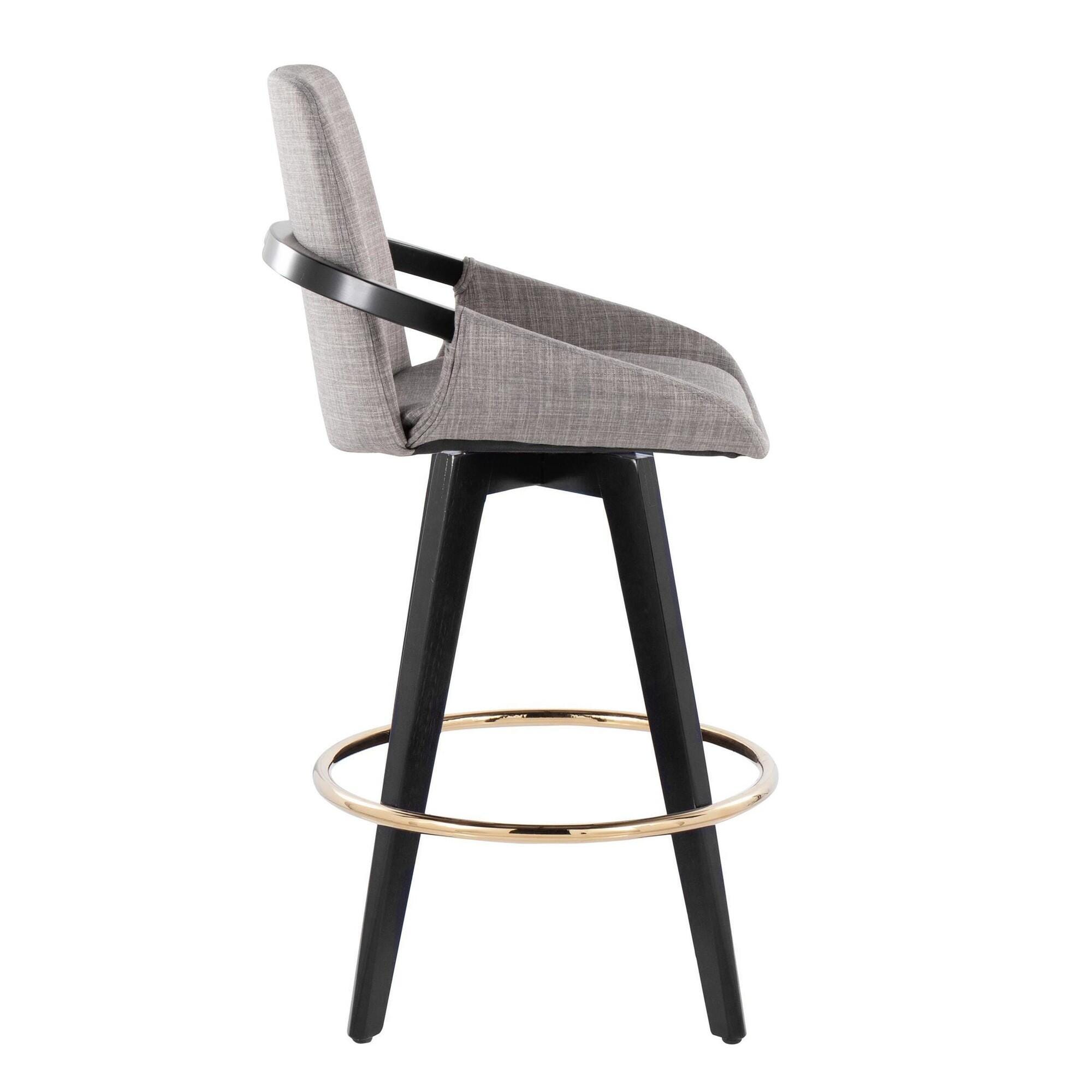 LumiSource Cosmo Counter Height Bar Stool (Set of 2), Gray, large