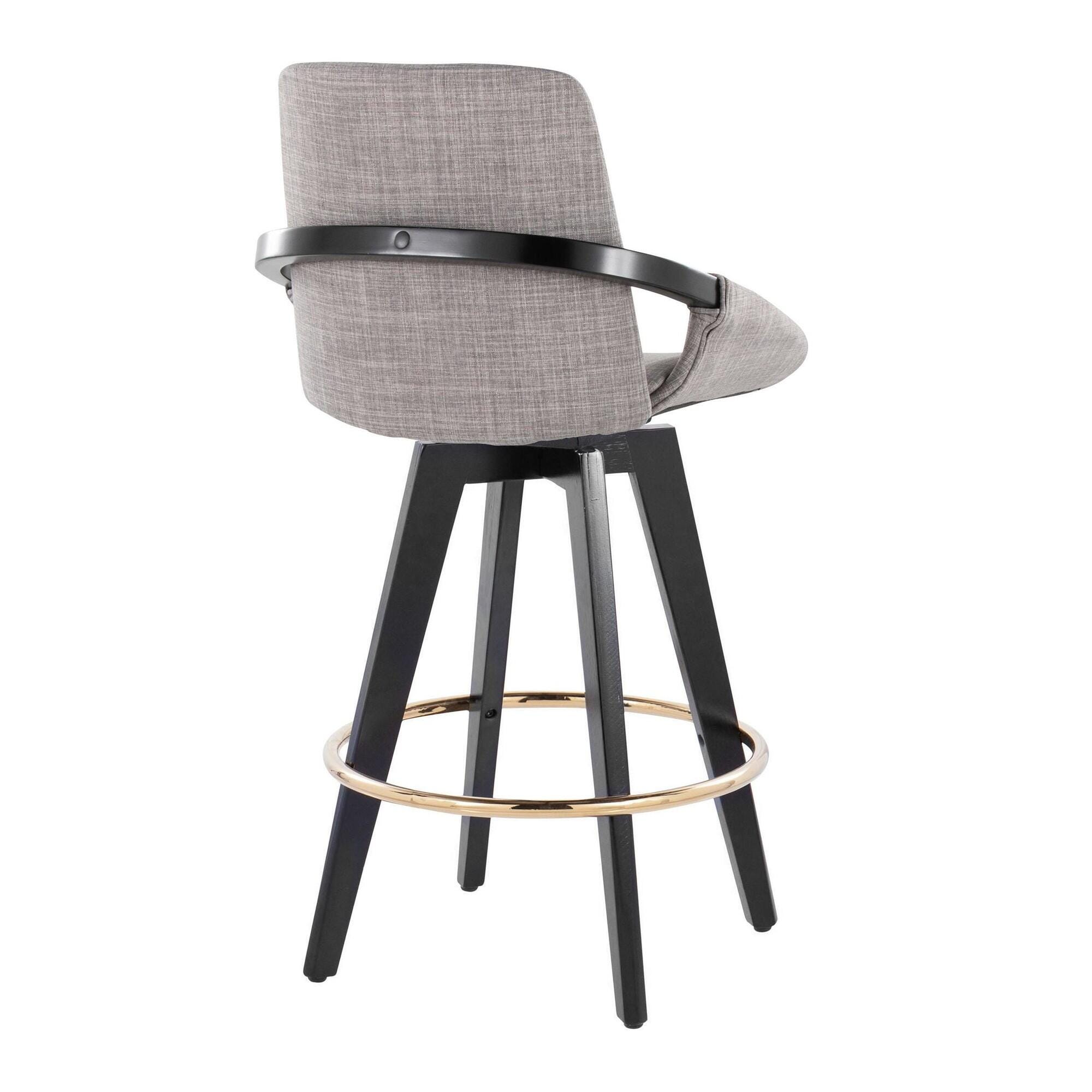 LumiSource Cosmo Counter Height Bar Stool (Set of 2), Gray, large