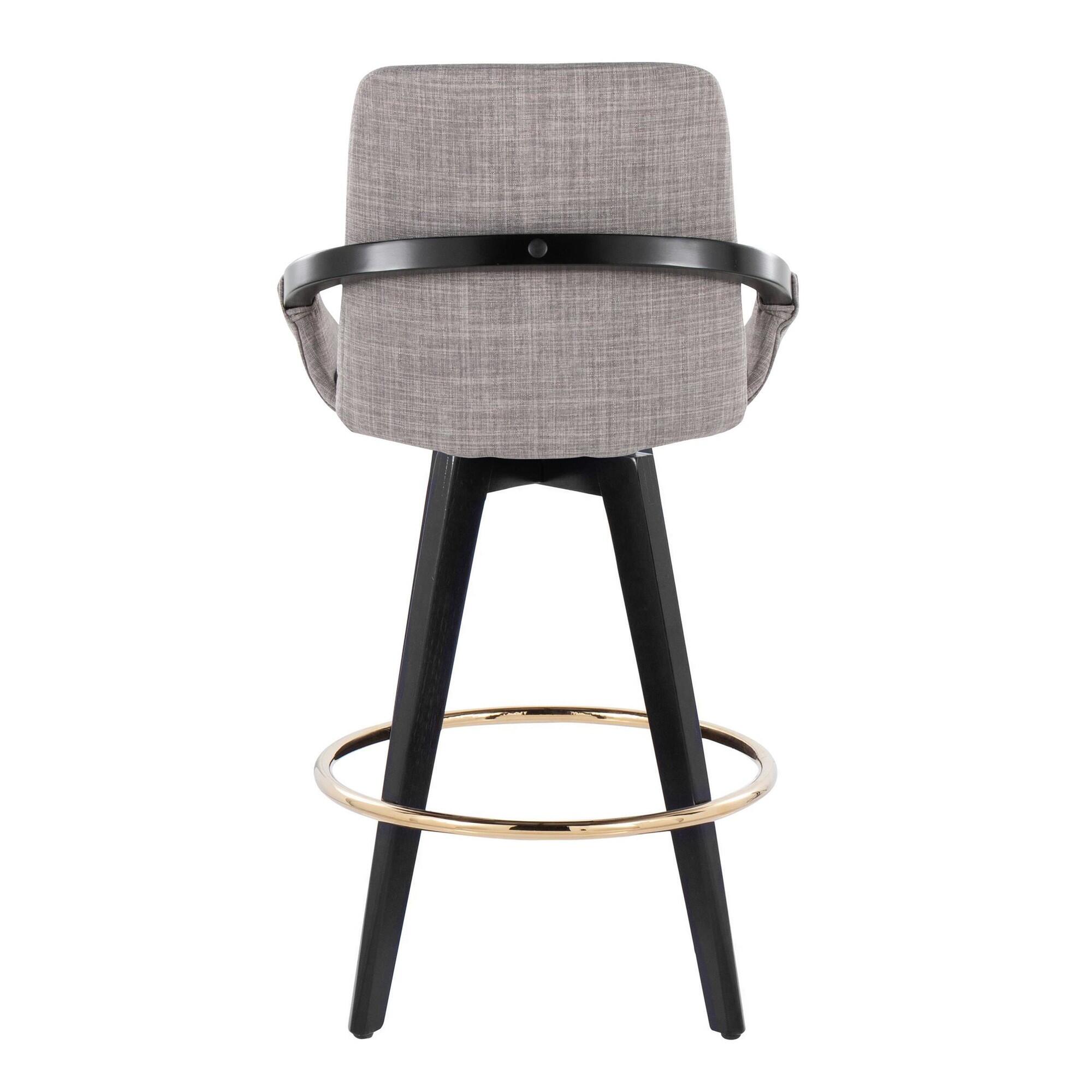 LumiSource Cosmo Counter Height Bar Stool (Set of 2), Gray, large