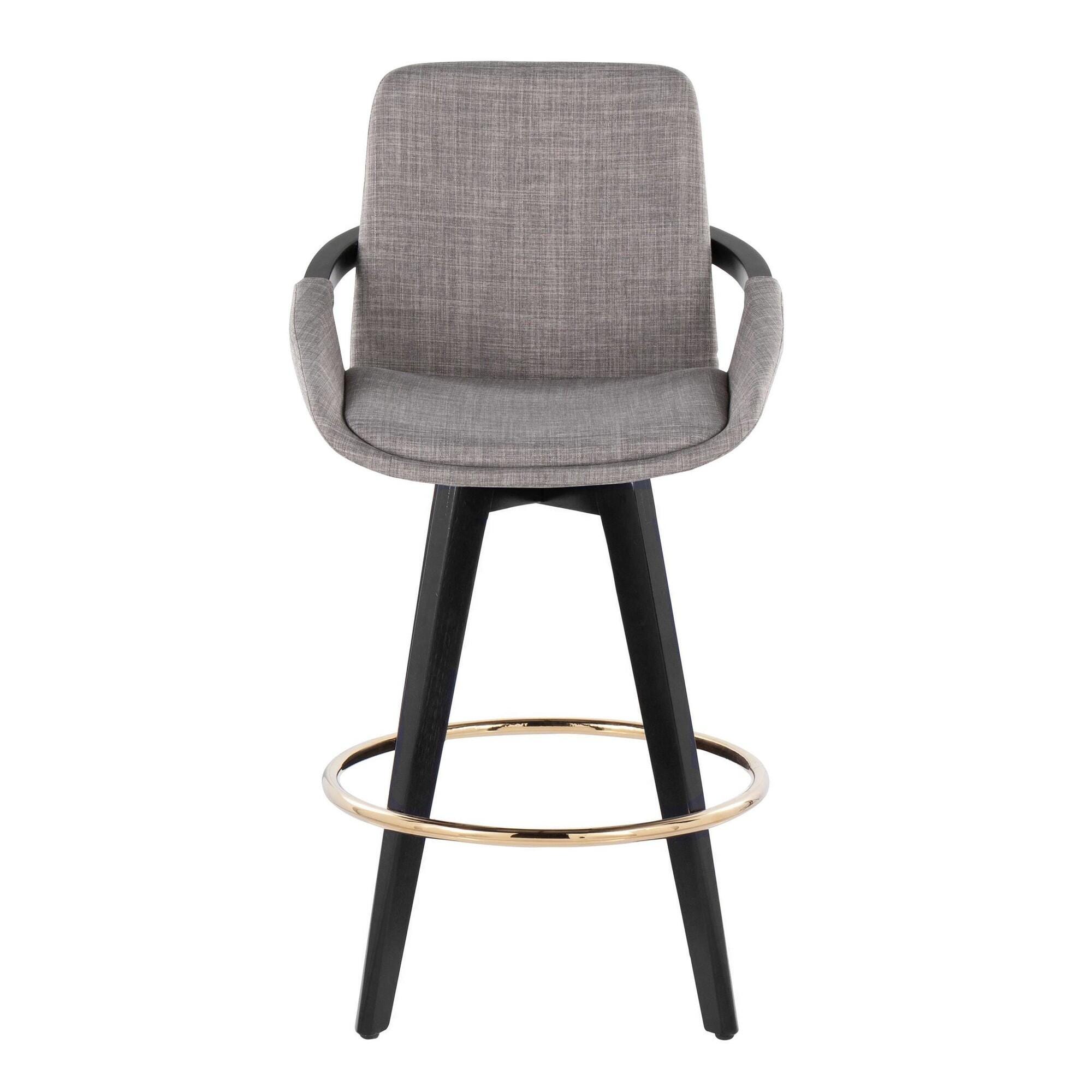 LumiSource Cosmo Counter Height Bar Stool (Set of 2), Gray, large