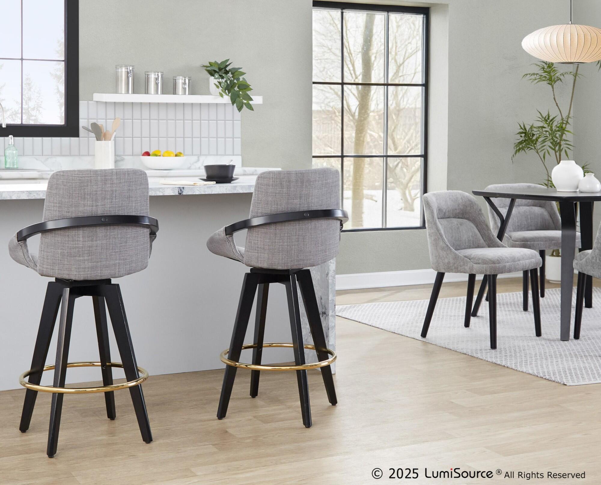 LumiSource Cosmo Counter Height Bar Stool (Set of 2), Gray, large