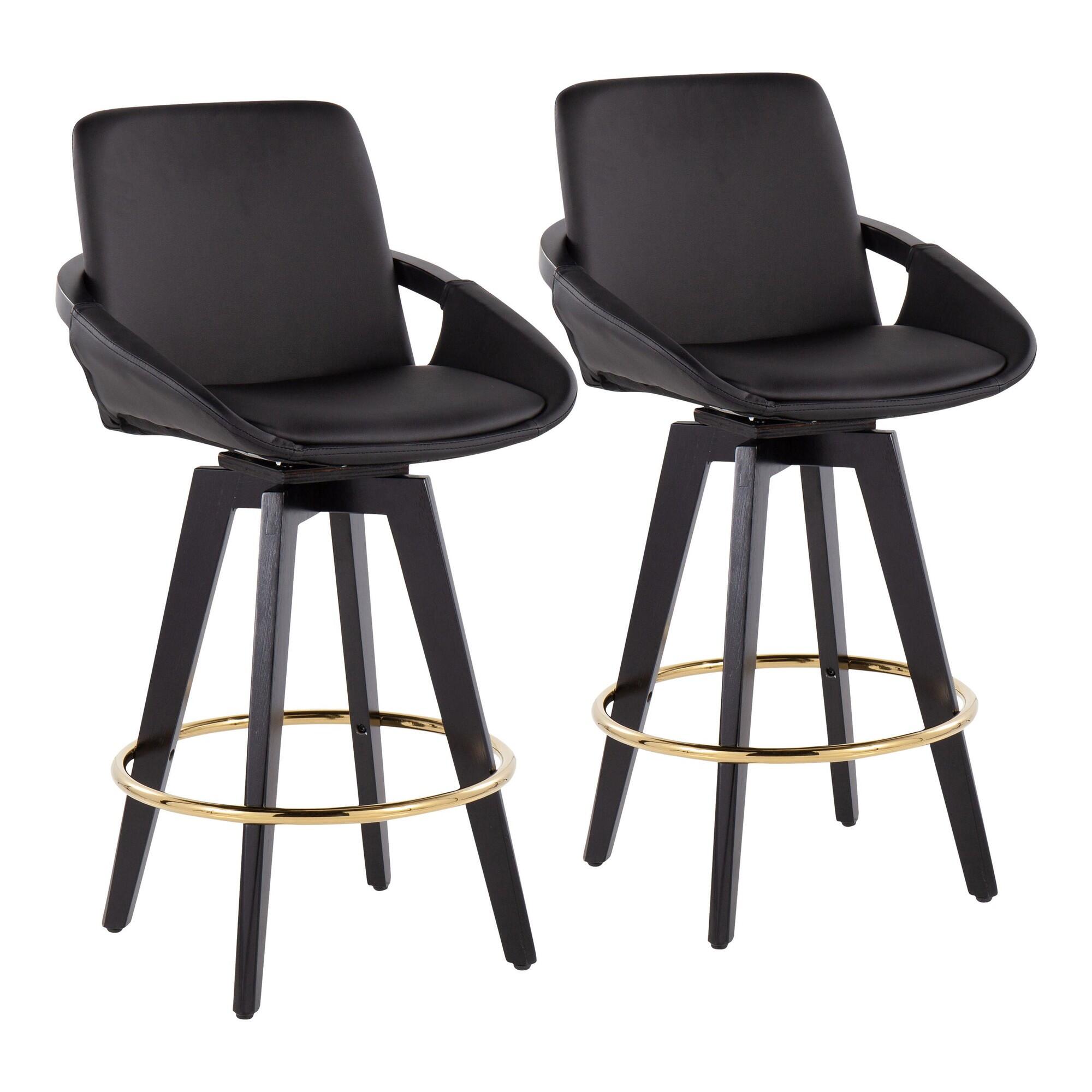 LumiSource Cosmo Counter Height Bar Stool (Set of 2), Black, large