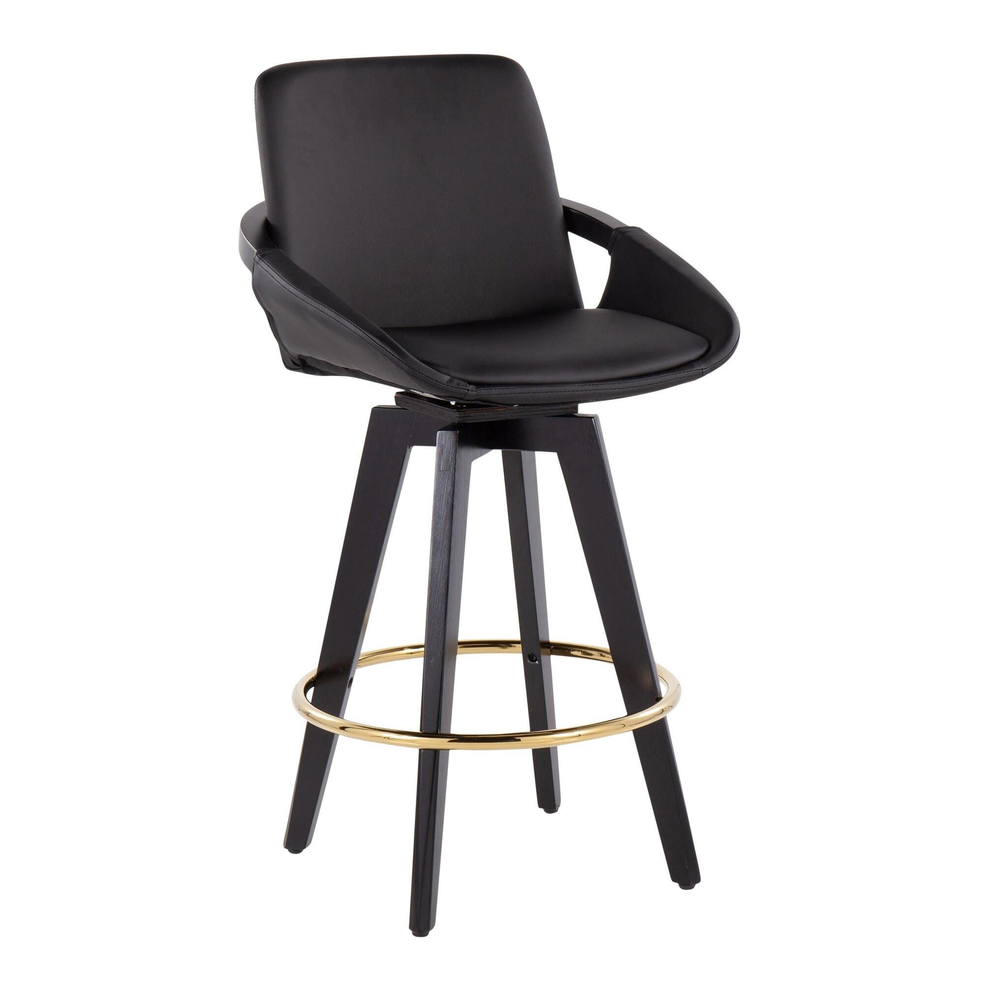 LumiSource Cosmo Counter Height Bar Stool (Set of 2), Black, large
