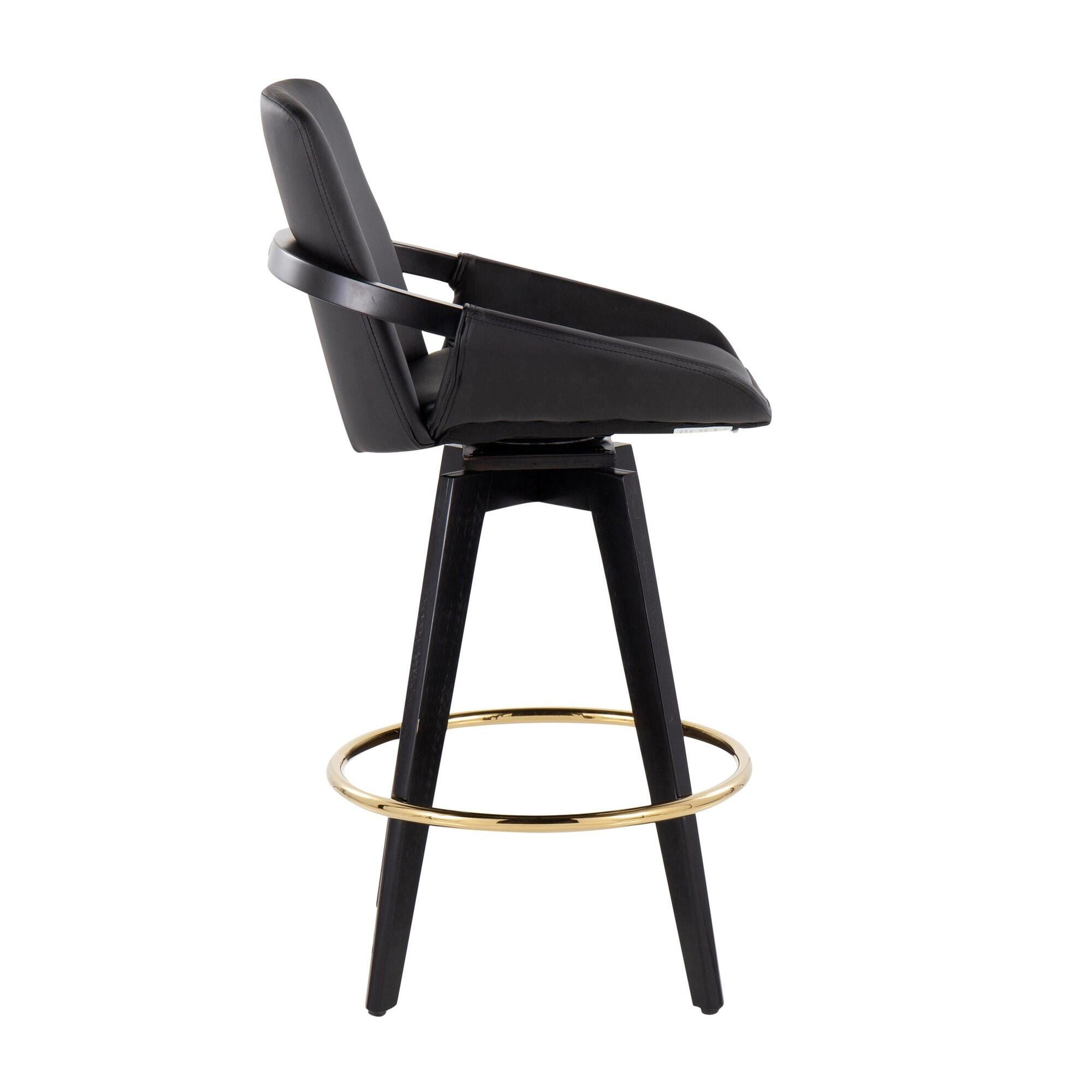 LumiSource Cosmo Counter Height Bar Stool (Set of 2), Black, large