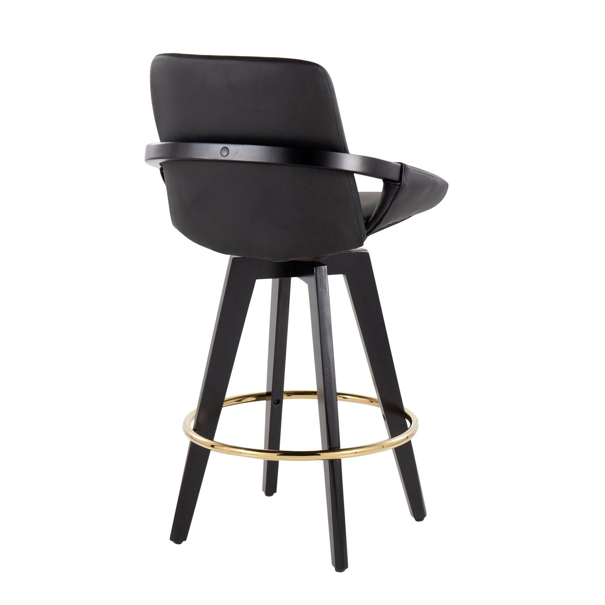 LumiSource Cosmo Counter Height Bar Stool (Set of 2), Black, large