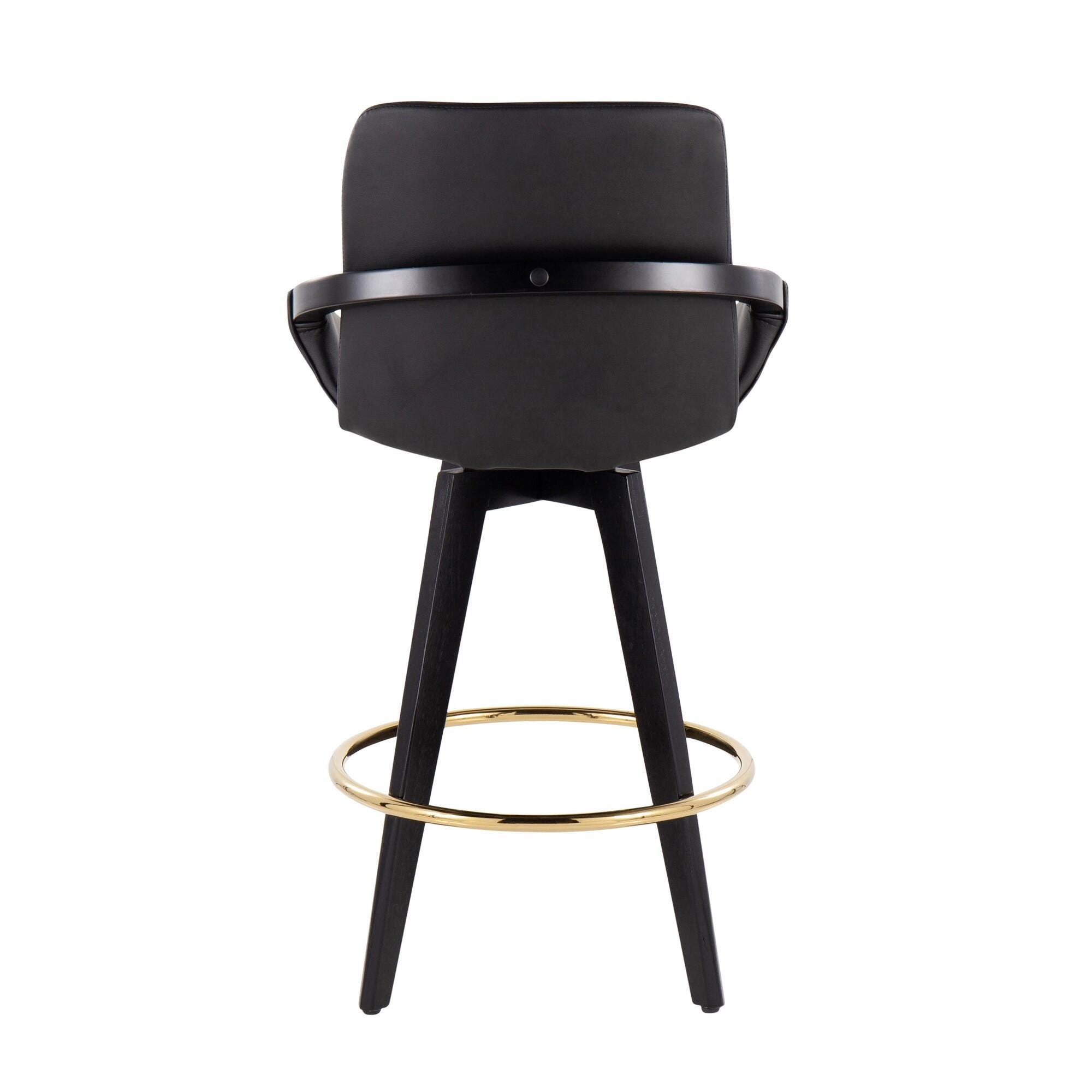 LumiSource Cosmo Counter Height Bar Stool (Set of 2), Black, large