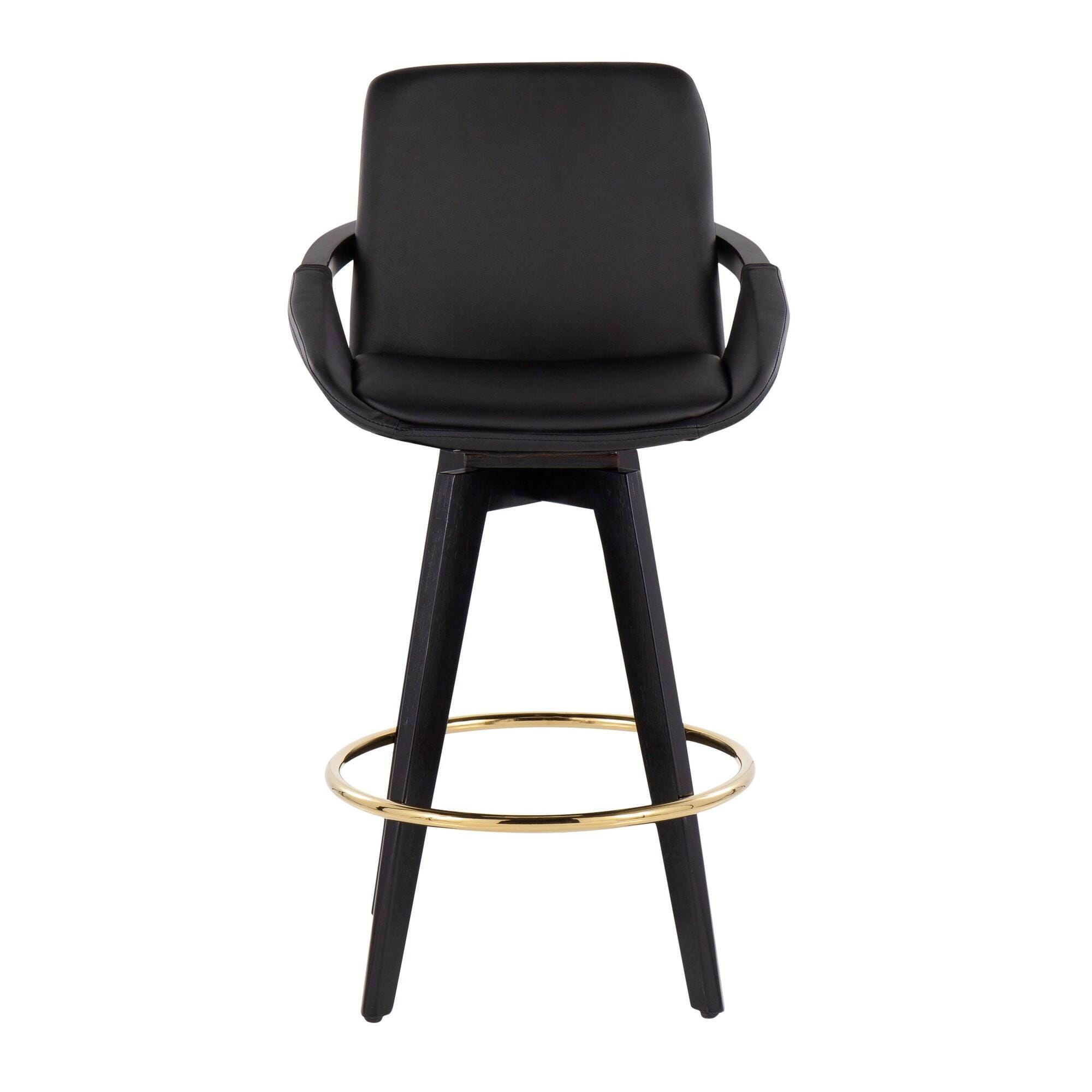 LumiSource Cosmo Counter Height Bar Stool (Set of 2), Black, large