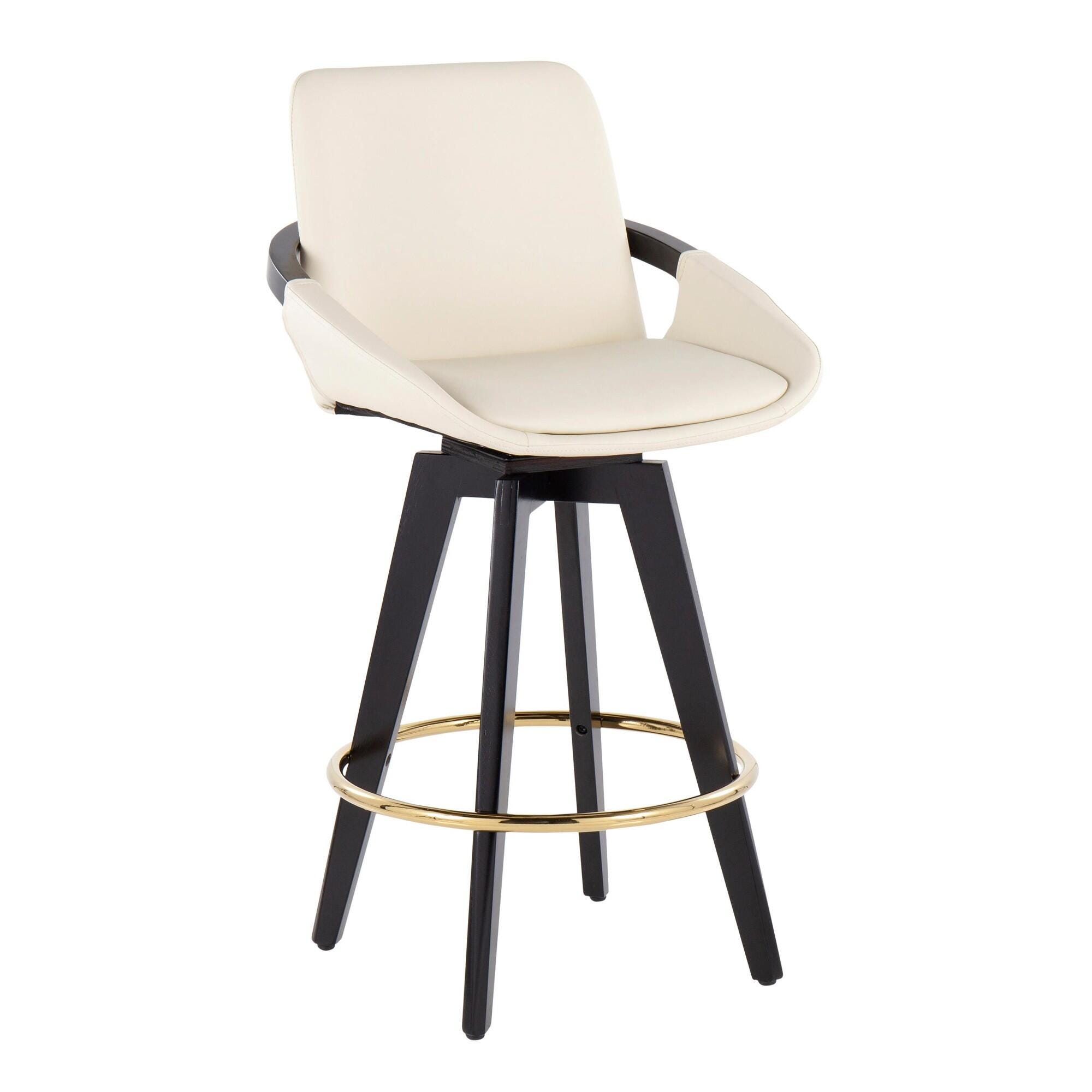 LumiSource Cosmo Counter Height Bar Stool (Set of 2), Cream, large