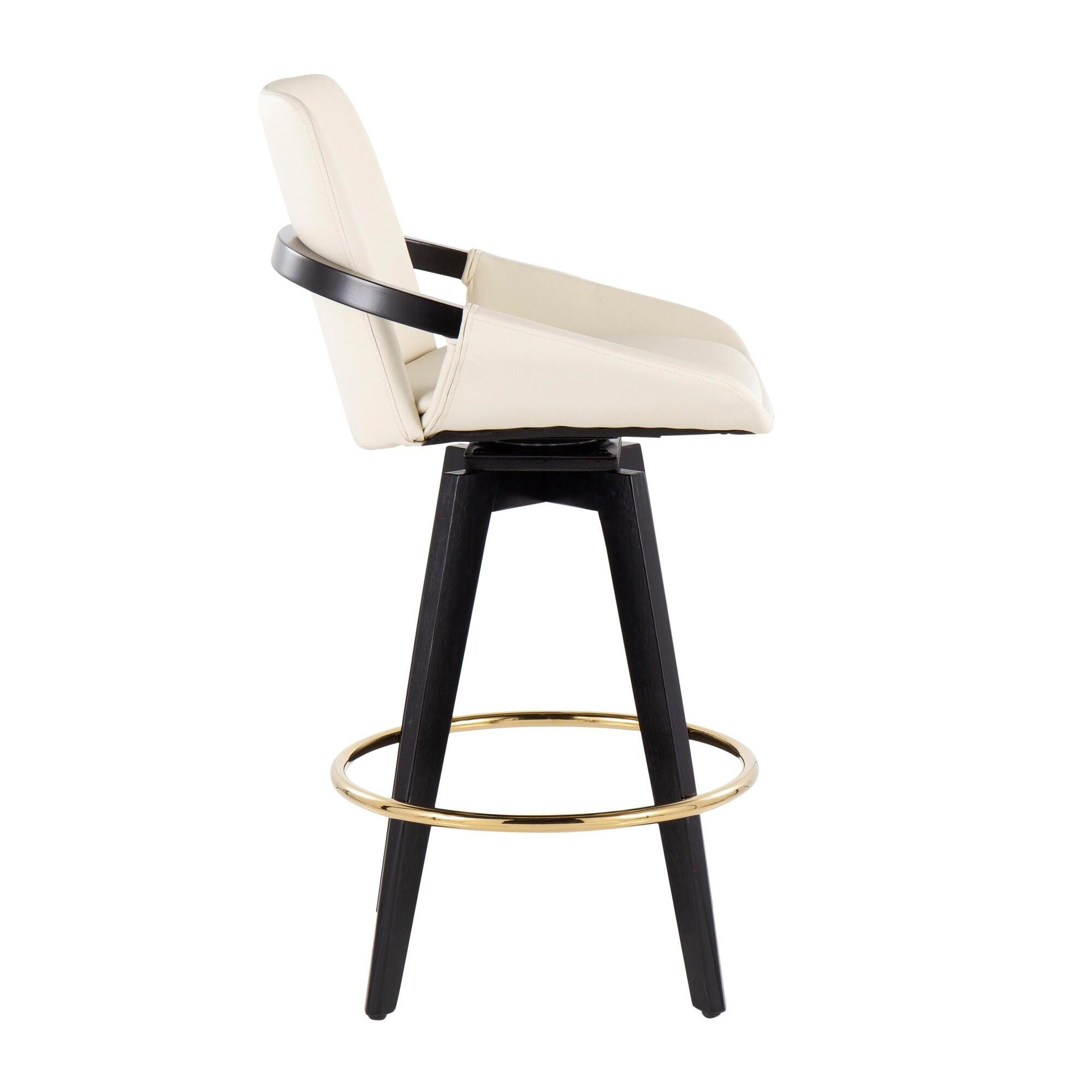 LumiSource Cosmo Counter Height Bar Stool (Set of 2), Cream, large