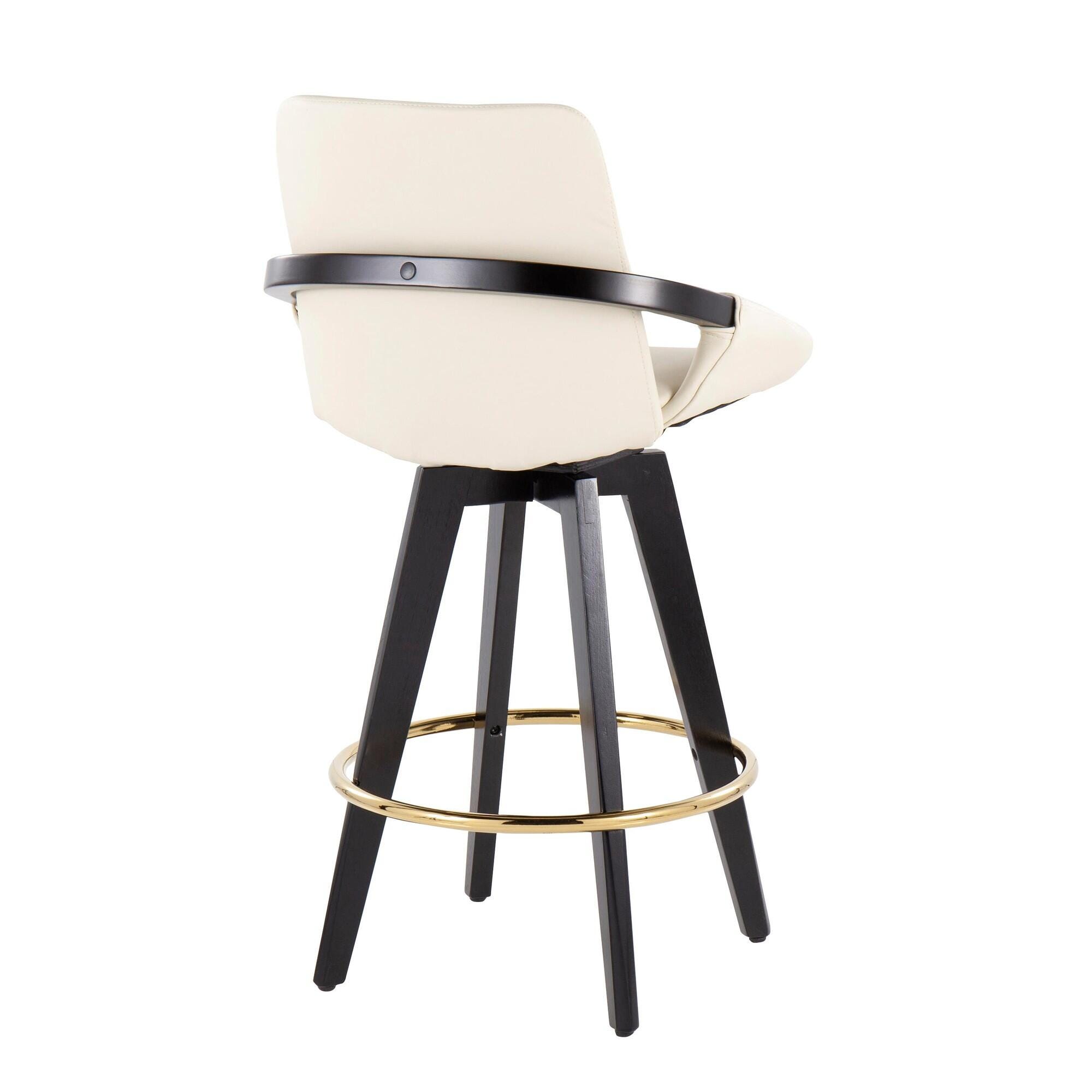 LumiSource Cosmo Counter Height Bar Stool (Set of 2), Cream, large