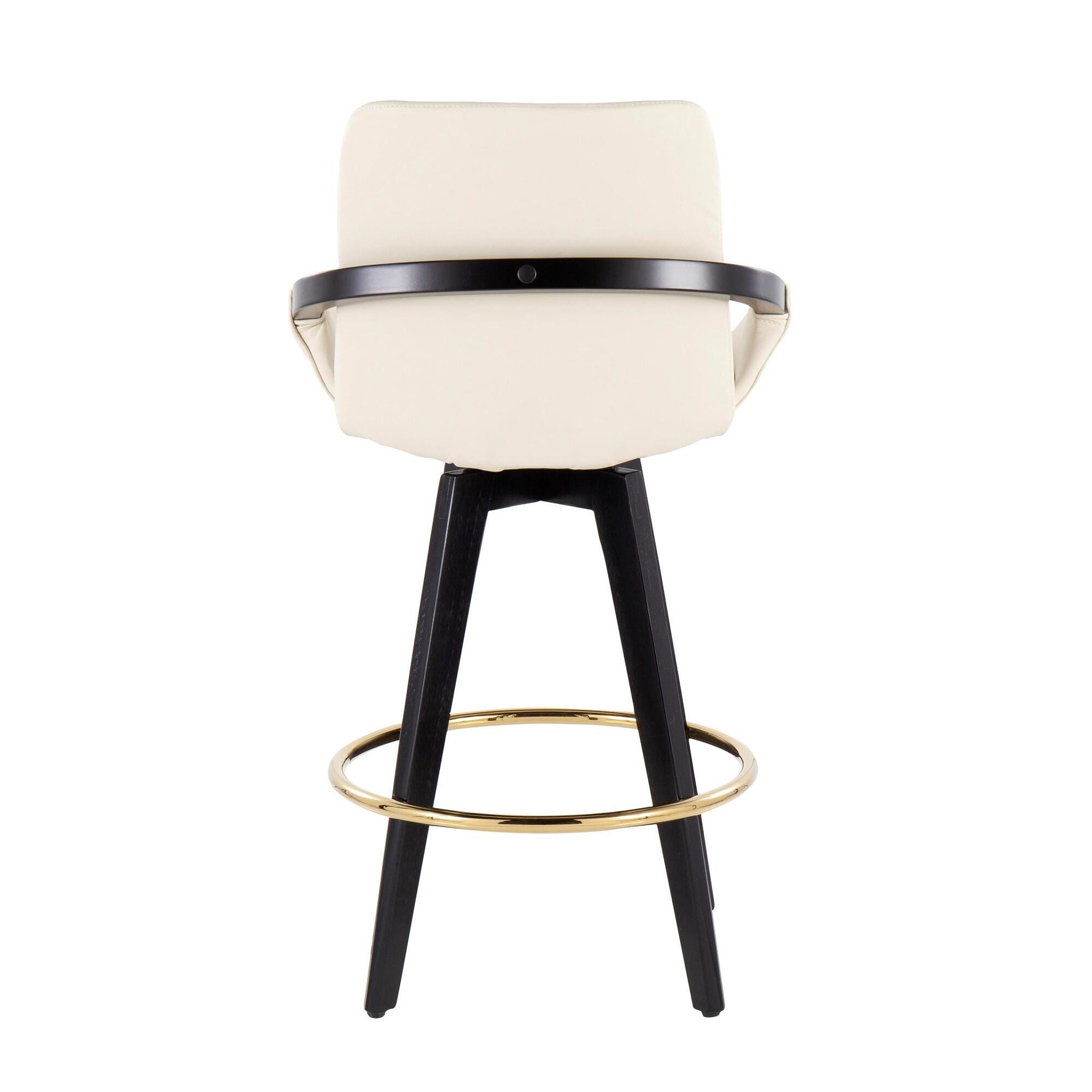 LumiSource Cosmo Counter Height Bar Stool (Set of 2), Cream, large
